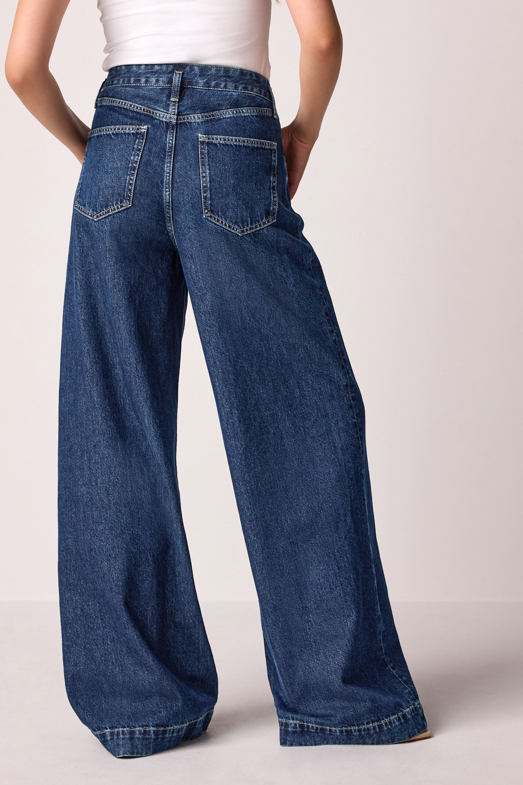 Next Weite Jeans Weite Palazzo-Jeans 100 % Baumwolle - Kurzgröße (1-tlg) günstig online kaufen