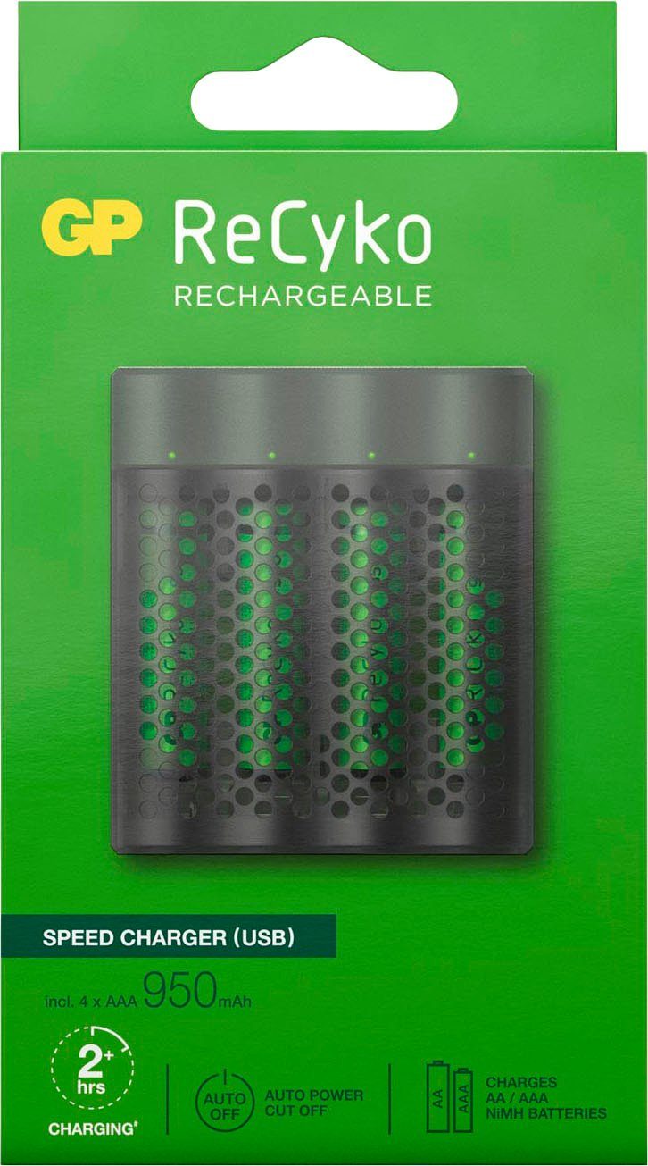 GP Batteries ReCyko Speed M451 4-fach NiMH mit 4 x AAA 950 mAh NiMH-Batterien Batterie-Ladegerät