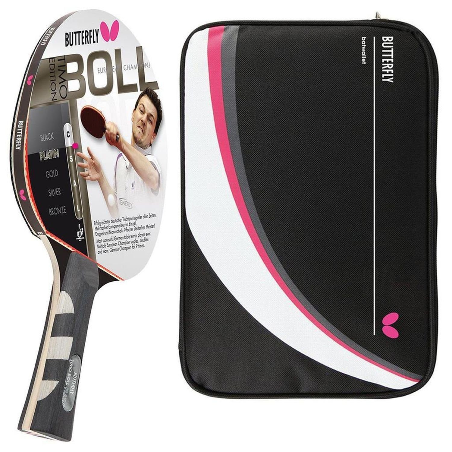 Tischtennisschläger 1x Timo Boll Platin 85025 + Drive Case 2