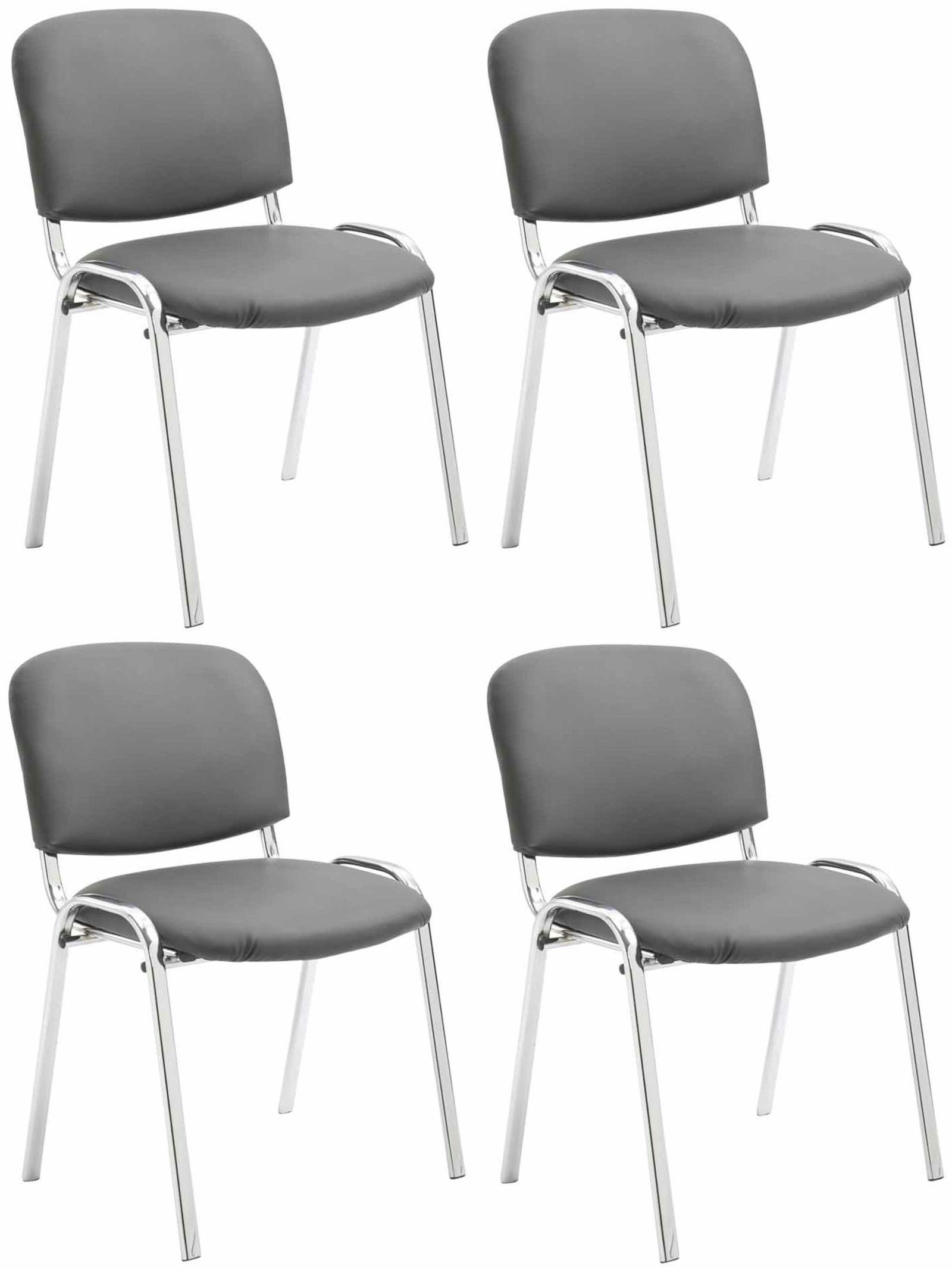 Besucherstuhl Chrom Ken Set), Gepolsterter grau CLP Sitz Kunstleder (4er