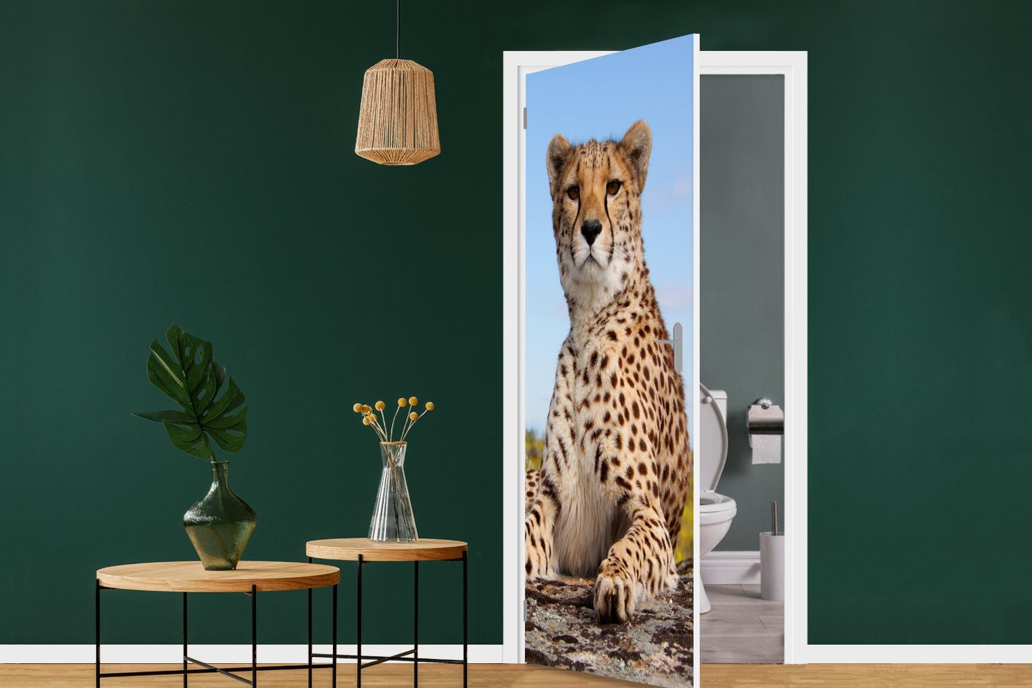 MuchoWow Türtapete Leopard - 75x205 - Matt, Natur, cm Türaufkleber, St), Tiere für bedruckt, Fototapete Tür, (1