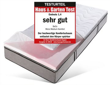 Topper Micro Medium Komfort, Beco, 7 cm hoch, Komfortschaum, Topper in 90x200 cm und weiteren Größen, punktelastischer Topper