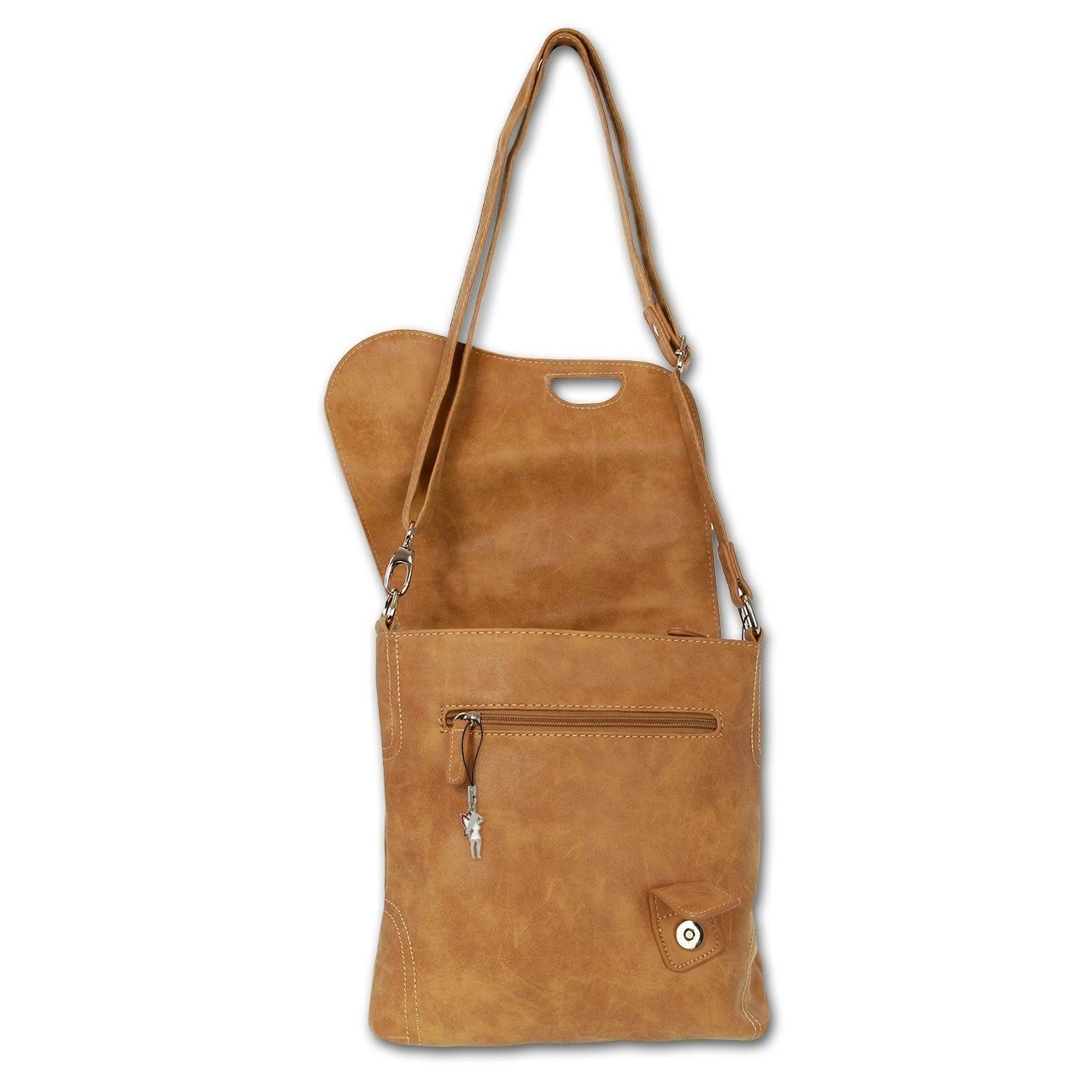 BAG STREET Umhängetasche Bag Street x Kunstleder, ca. 26cm cognac, (Umhängetasche), Umhängetasche Schultertasche ca. Umhängetasche, braun Damenhandtasche