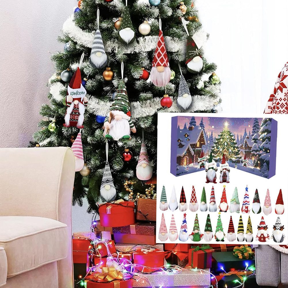 CLTYQ Adventskalender Gnomen Adventskalender 2025 Set mit 24 Gnomen Weihnachtsdekorations, Countdown-Kalendern,Weihnachtskalender,Plüschpuppen – Bild 4 von 5