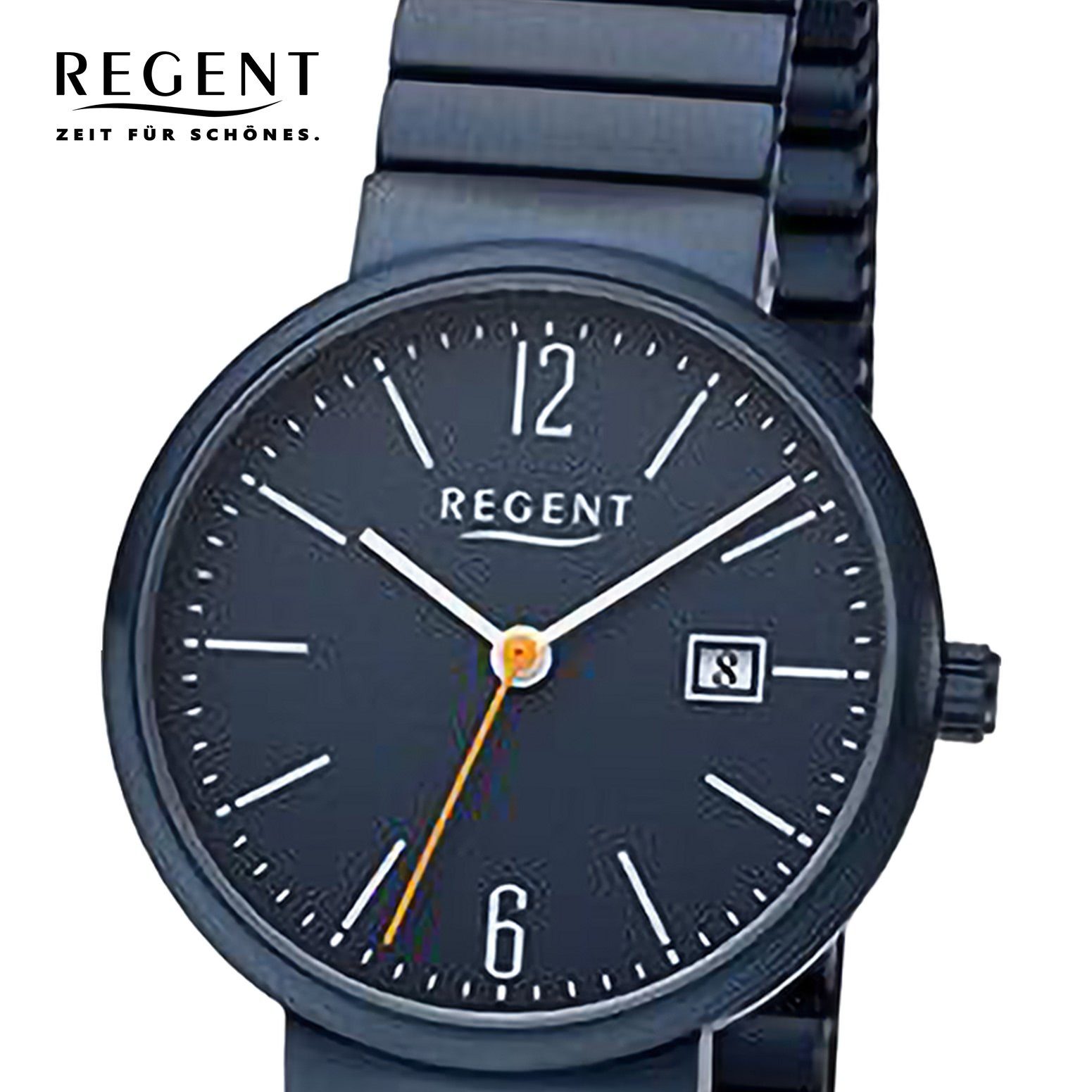 Damen rund, Armbanduhr (ca. Damen Quarzuhr Edelstahlarmband Regent extra 29mm), Regent groß Armbanduhr Analog,