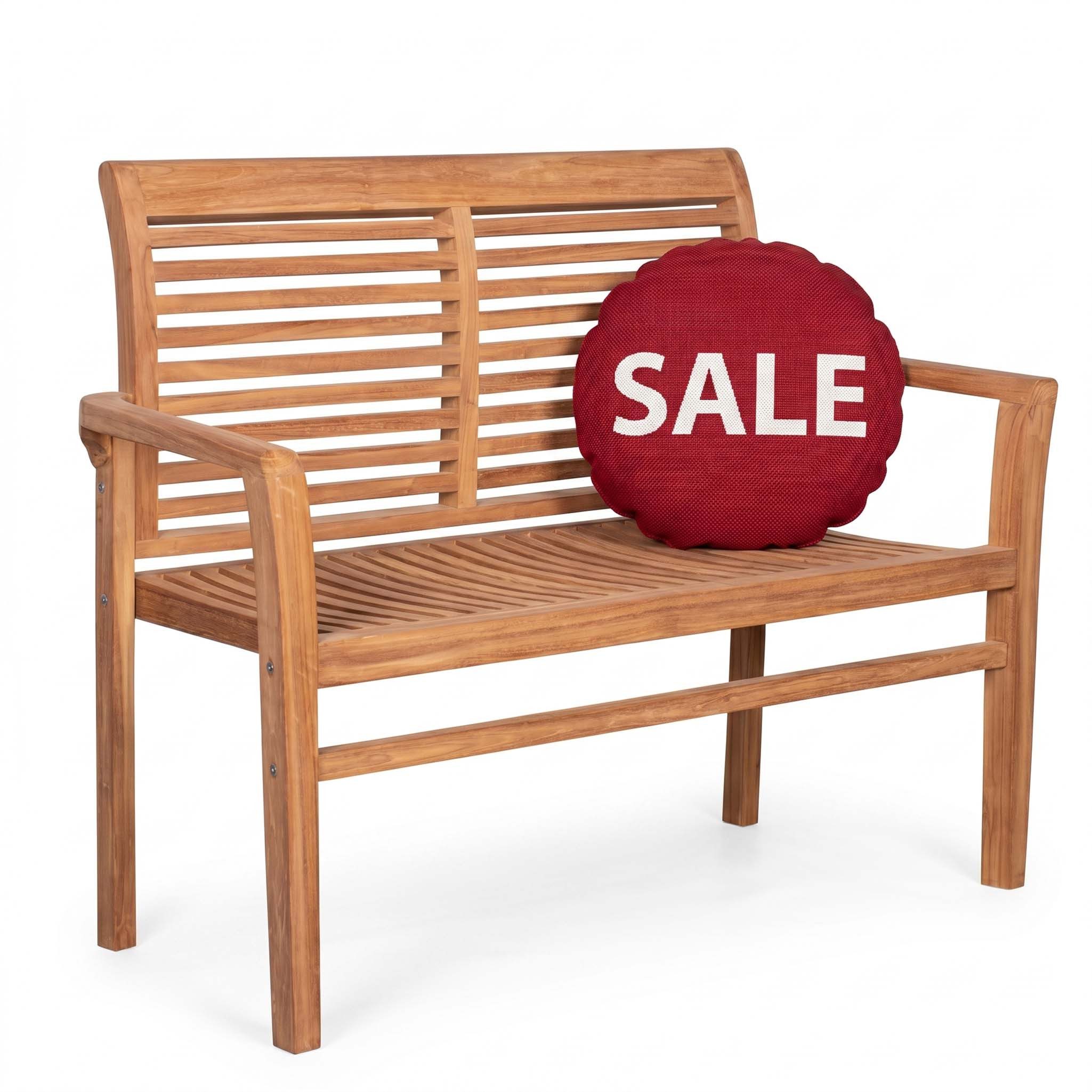 MR.DEKO Gartenbank Derby Teak natur 120cm, stapelbar, wetterfest 2-Sitzer (2-Sitzer Bank, zerlegt geliefert, ideal für Terrasse, 1-St), Massive Sitzbank Garten und Balkon, 250 kg belastbar