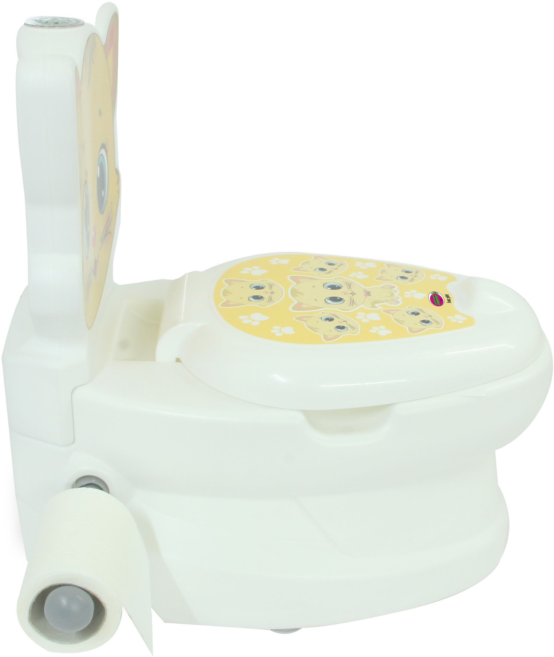 Jamara Toilet Trainer My Little Toilet, Cat, with Flushing Sound and Toilet Paper Holder