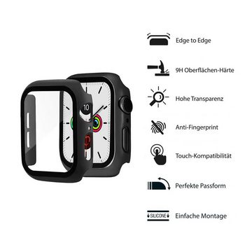 Savvies Xtreme Glass 3D Full Cover Panzerglas für Apple Watch SE (40 mm) (schwarz) für Apple Watch SE (40 mm), Displayschutzglas, 2 Stück, Schutzglas klar