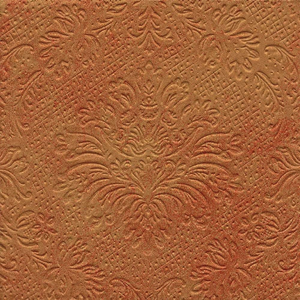 Linoows Papierserviette 20 Servietten, geprägtes florales Barock Muster in Rotgold, (Packung), Motiv geprägtes florales Barock Muster in Rotgold
