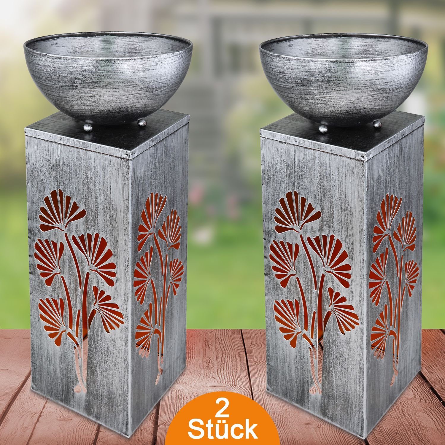 bmf-versand LED Solarleuchte Solarleuchte Garten Pflanzsäule 2er Set Solarl günstig online kaufen