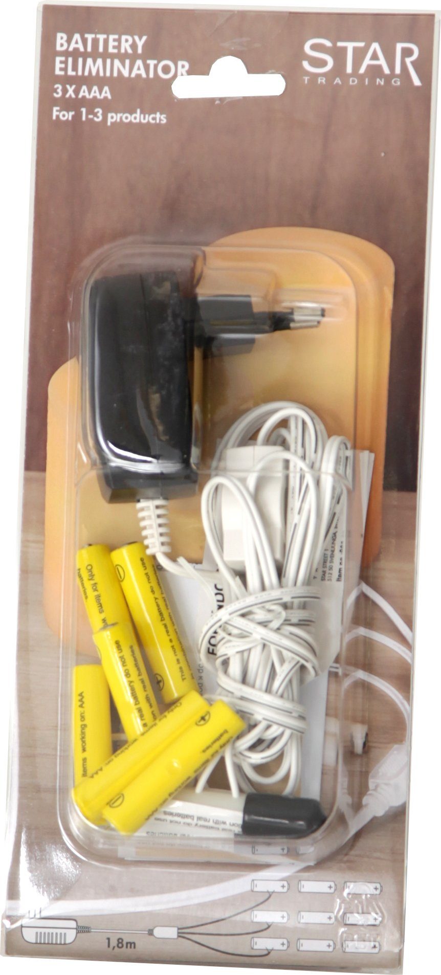 Best Season Stromadapter für Batterieartikel, ersetzt 3x 3 AAA Stromadapter, 180 cm