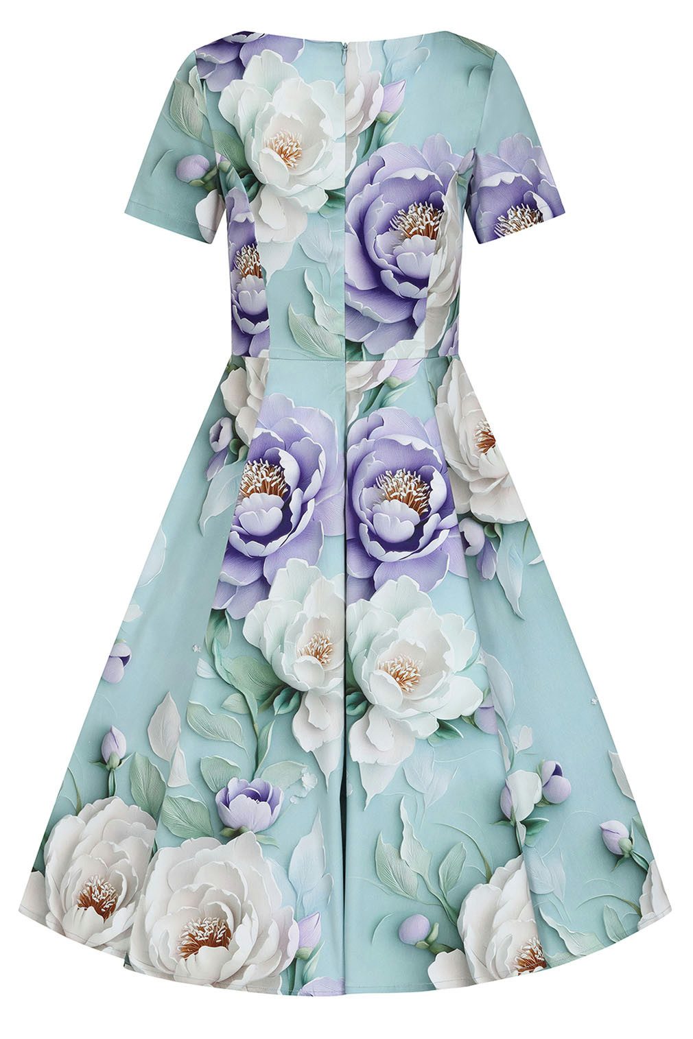 Hearts & Roses London A-Linien-Kleid Lavender Peony Floral Blumen Vintage Retro