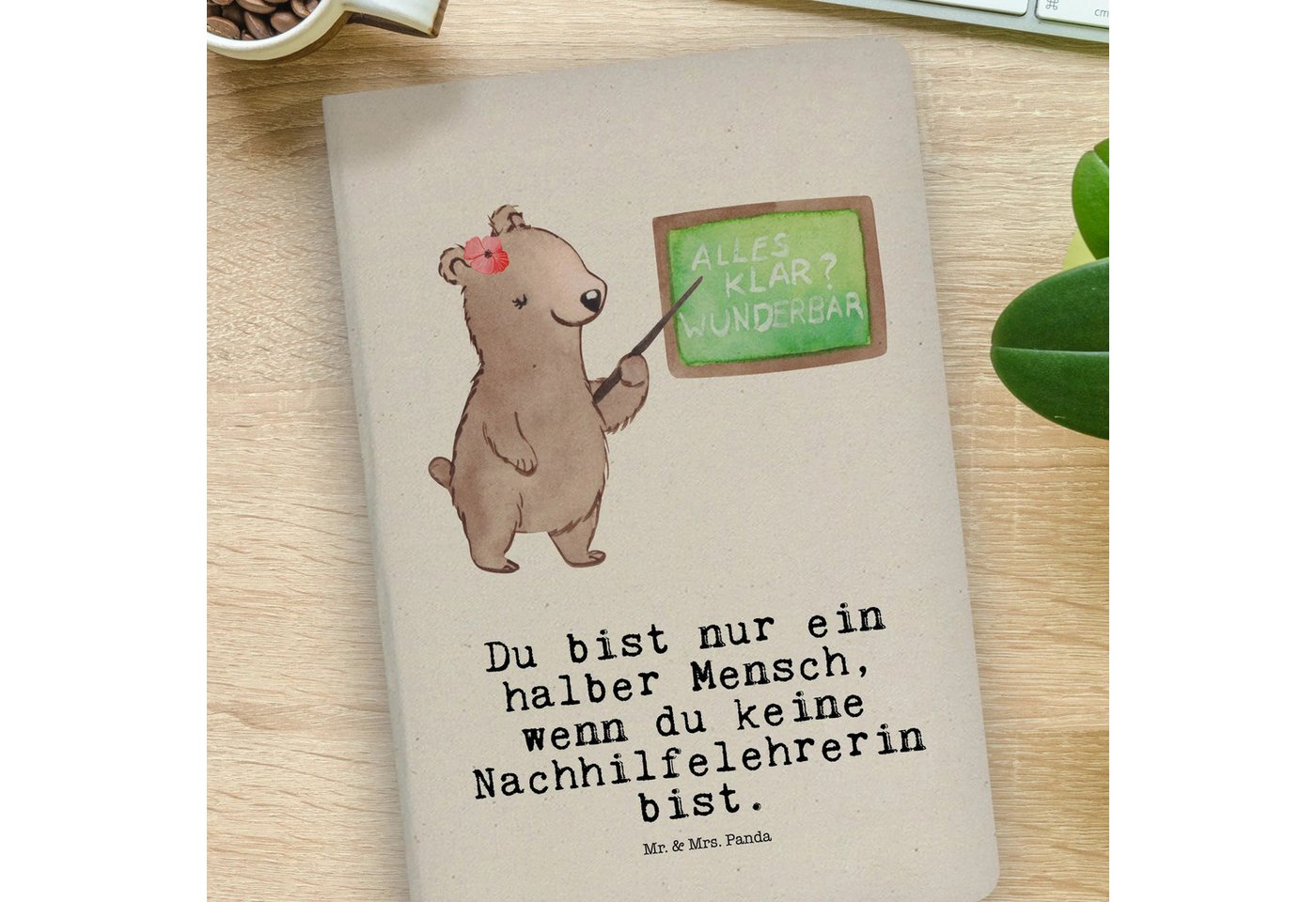 Thumbnail - Mr. & Mrs. Panda Notizbuch Nachhilfelehrerin Herz - Transparent - Geschenk, work day, Notizbuch Mr. & Mrs. Panda, Langle...