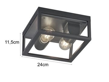 meineWunschleuchte LED Außen-Deckenleuchte, LED wechselbar, 2x E27 4 Watt, 470 Lumen, Warmweiß, Carport Beleuchtung Terrassenleuchten Anthrazit, Außenlicht Ø24cm