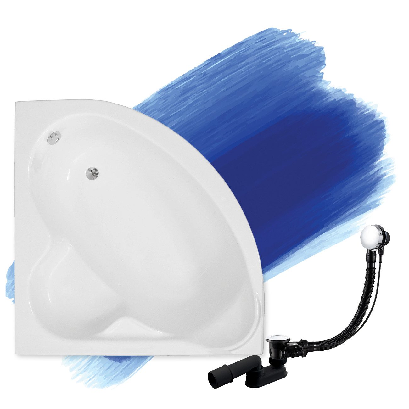 KOLMAN Badewanne Eckbadewanne Standard 130x130, Ablaufgarnitur günstig online kaufen