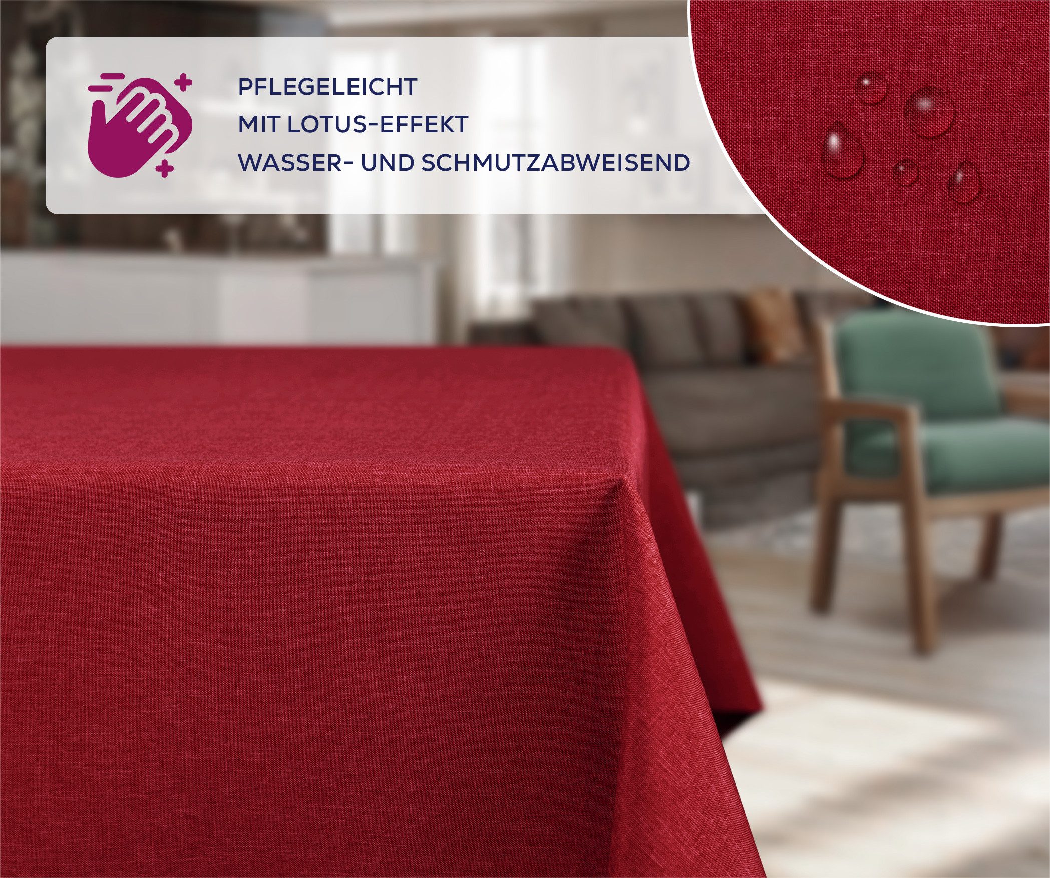 Beautex Tischdecke Fleckenabweisende bügelfreie Tischdecke mit Lotuseffekt, günstig online kaufen