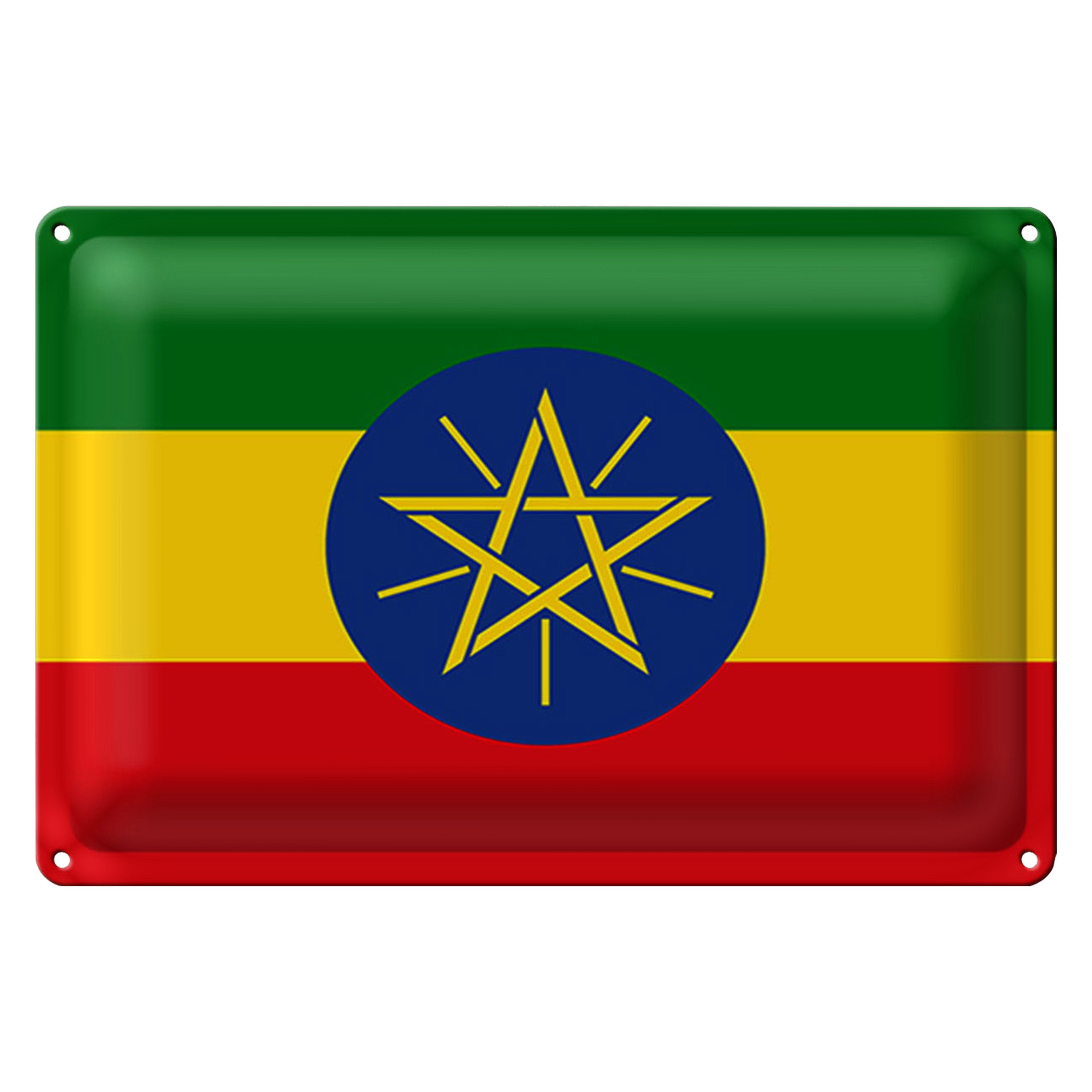 Roomando Metallschild Blechschild Flagge Äthiopien 30x20cm Flag of Ethiopia