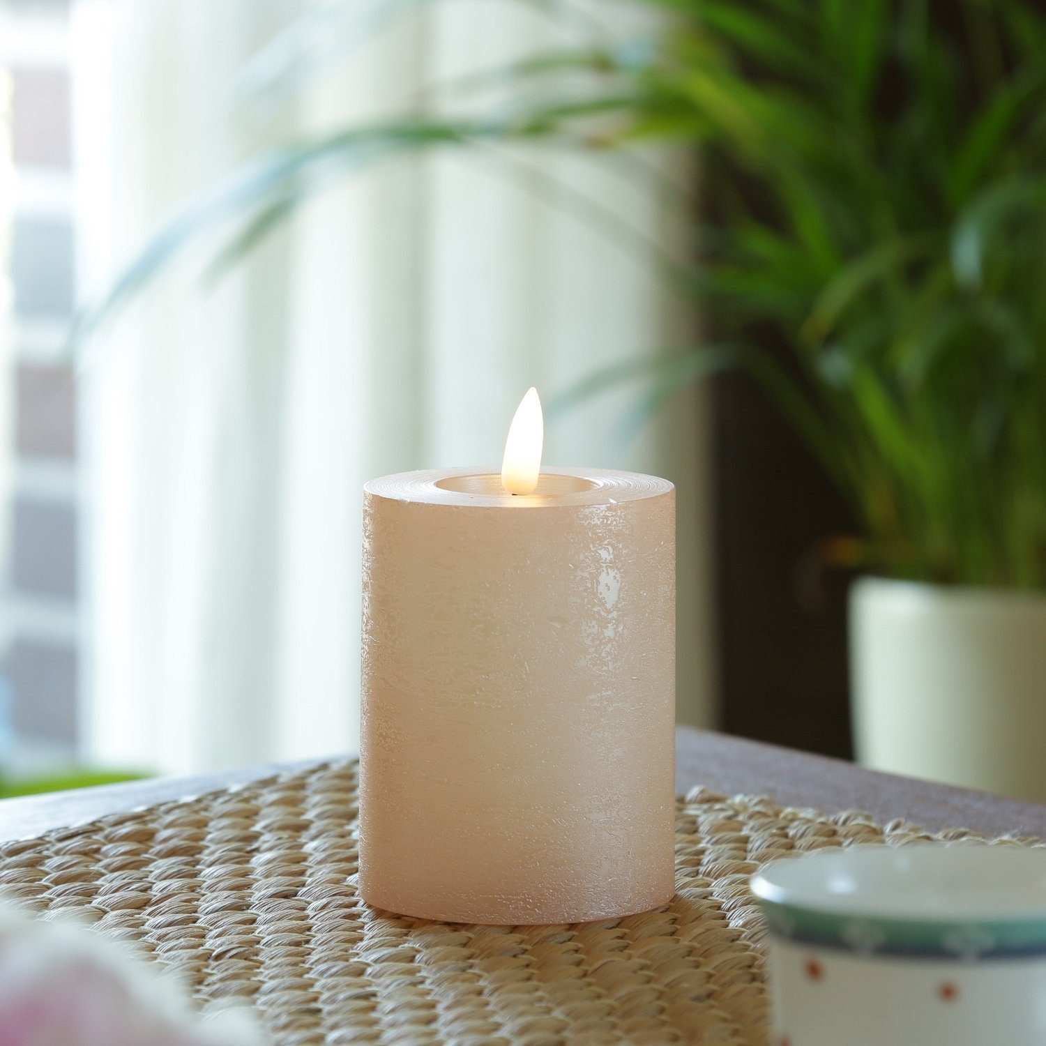 MARELIDA LED-Kerze LED Kerze LINA Rustik Optik Echtwachs flackernd Timer H: günstig online kaufen