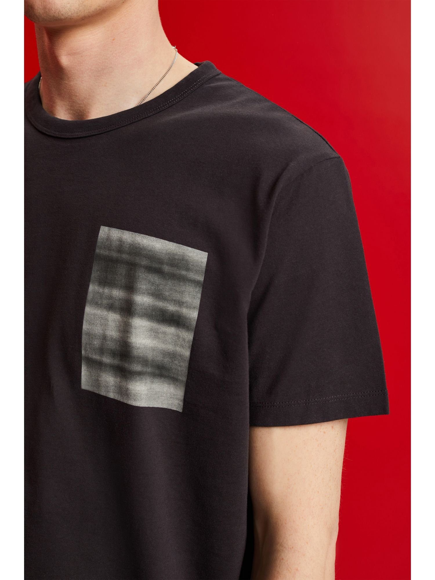 Rundhals-T-Shirt, (1-tlg) Baumwolle ANTHRACITE % T-Shirt Esprit Collection 100
