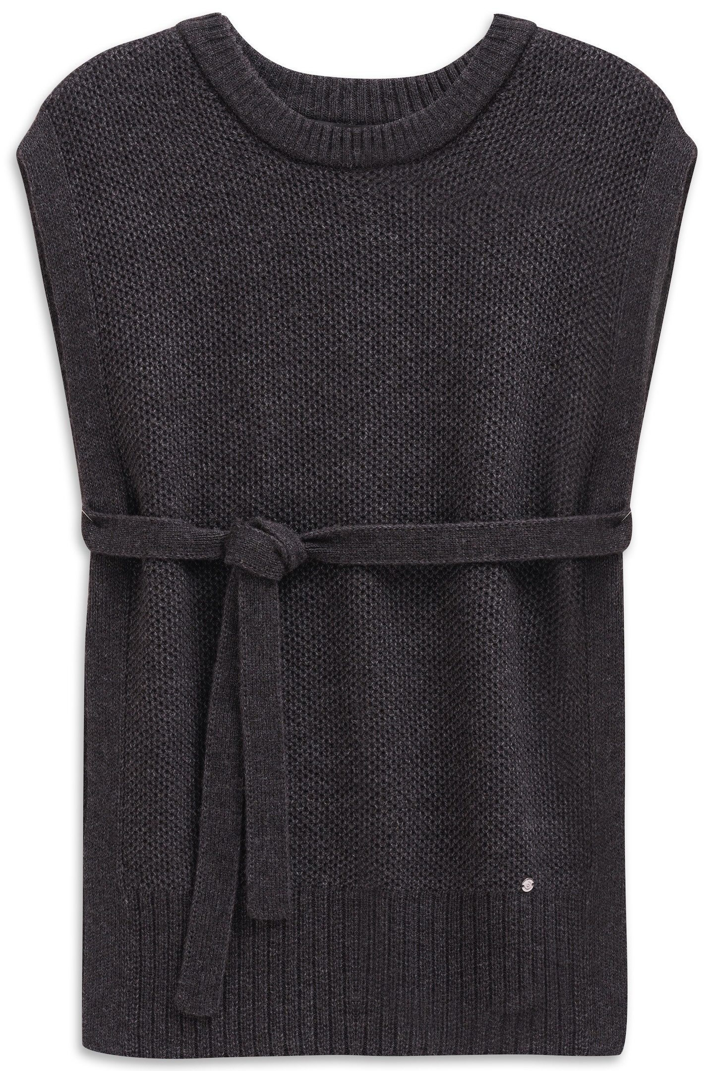 bugatti Strickweste Alpaka-Woll-Mix mit Bindegurt und Rundhals
