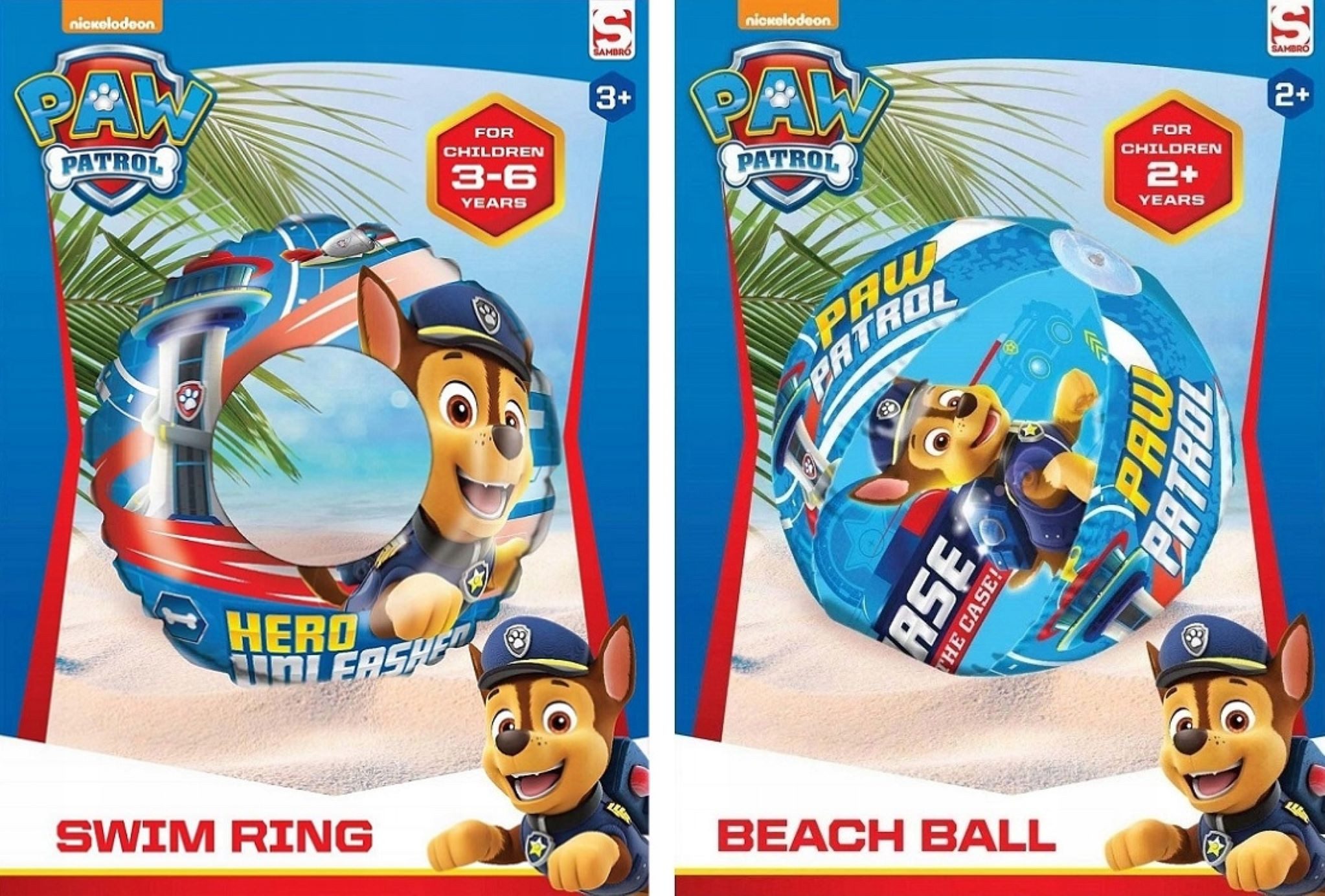 Badeanzug Paw Patrol Chase Schwimmring + Ball Set, 3-6 Jahre, 43cm