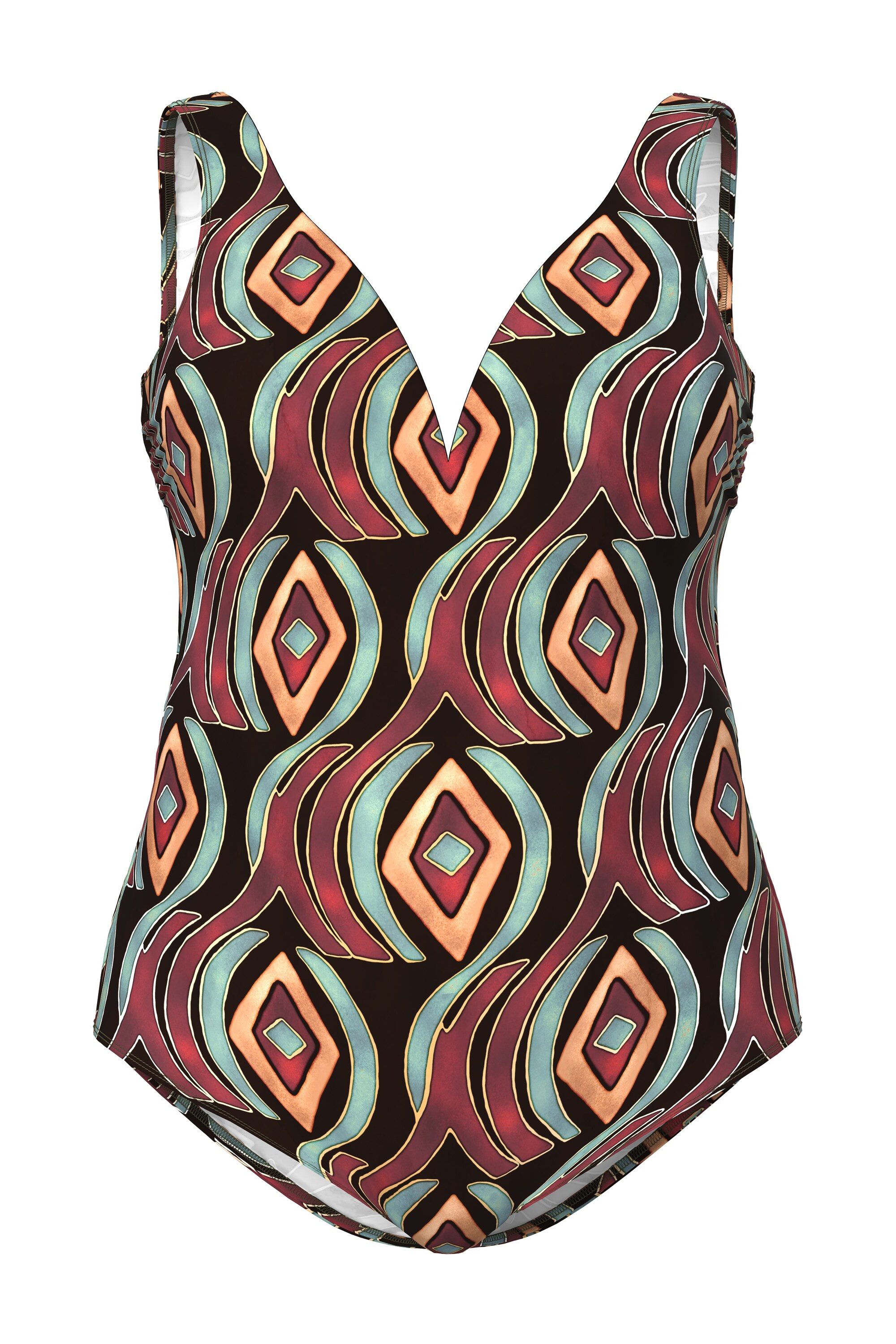 Ulla Popken Badeanzug Badeanzug grafischer Druck Softcups recycelt günstig online kaufen