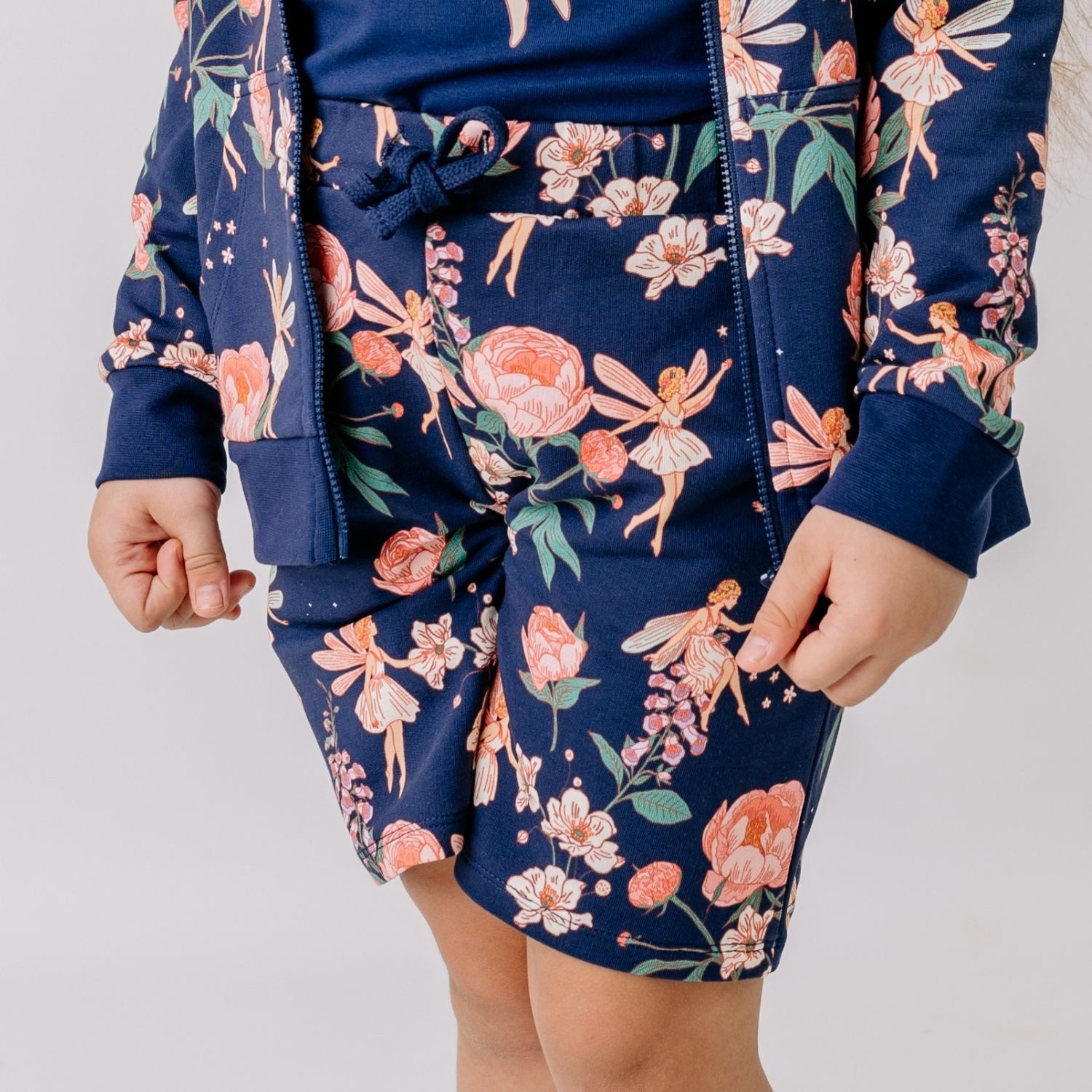 Walkiddy Shorts Walkiddy Feen & Blumen Kinder Bio Baumwolle GOTS Dunkelblau - Bio Baumwolle,GOTS, Kinderbekleidung,nachhaltige Klamotten
