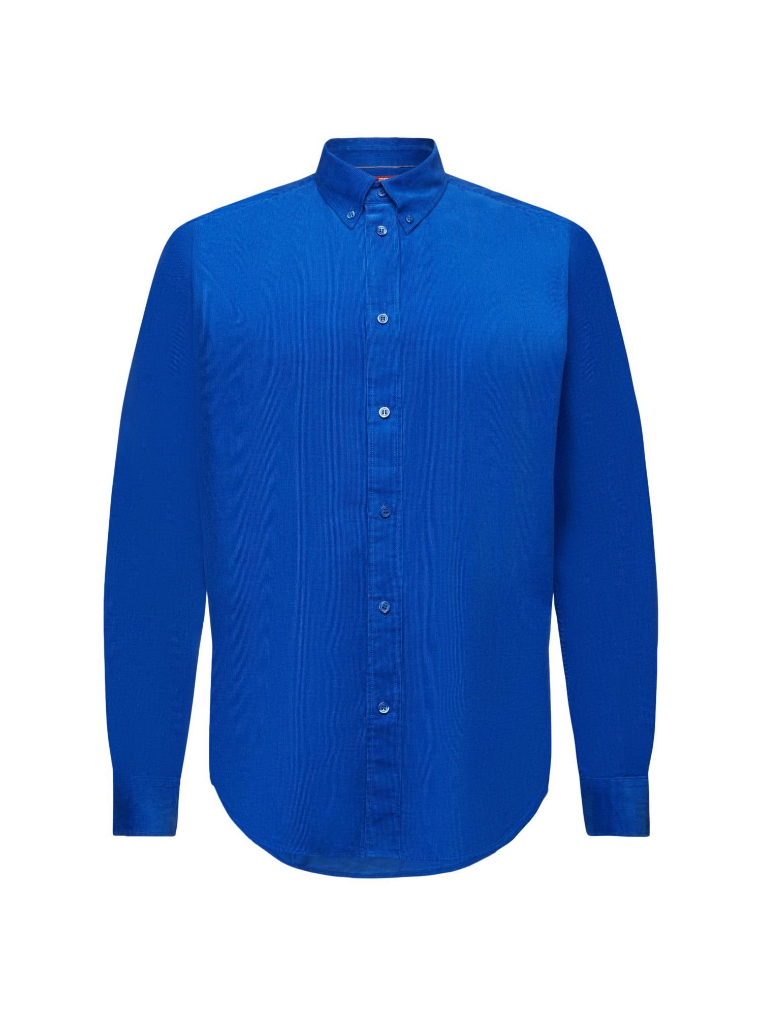 Esprit Langarmhemd Hemd aus Cord, 100% Baumwolle BRIGHT BLUE