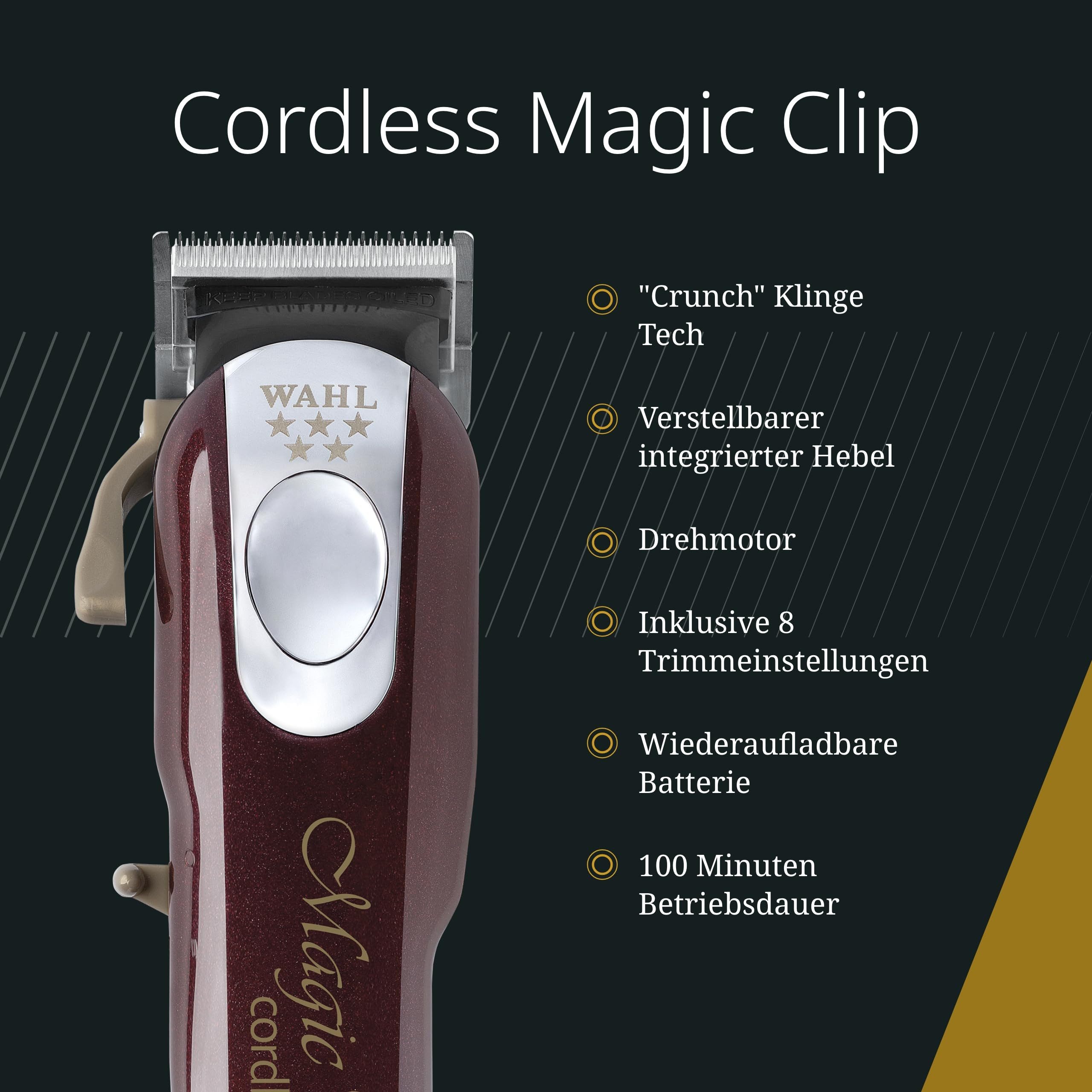 WAHL GmbH Haarschneider Wahl Cordless Magic Clip - Haarschneidemaschine für Blending, Rot