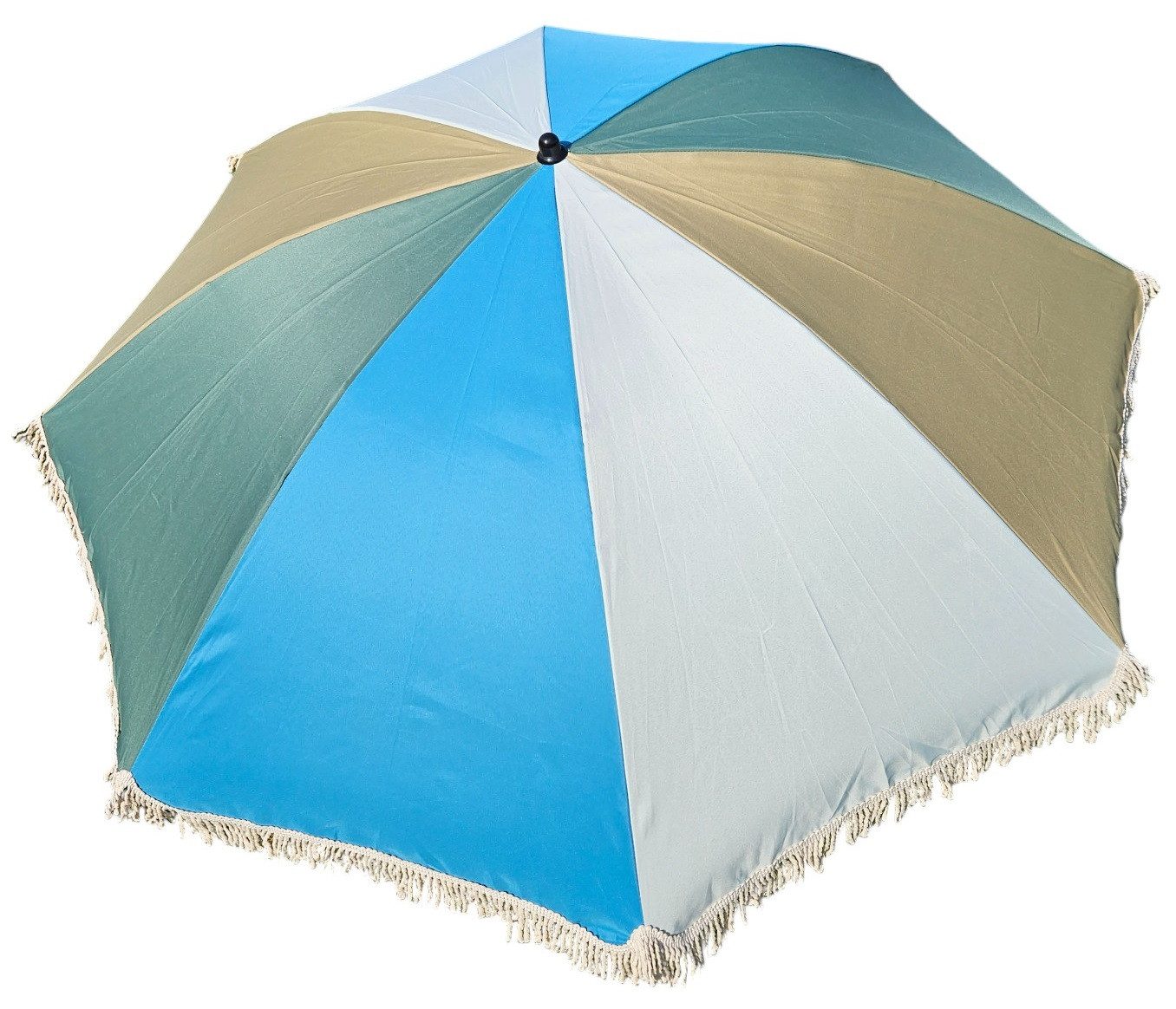 Meinposten Sonnenschirm Strandschirm Schirm UV Schutz Fransen BLAU GRÜN knickbar Ø 170 cm, abknickbar – Bild 3 von 5