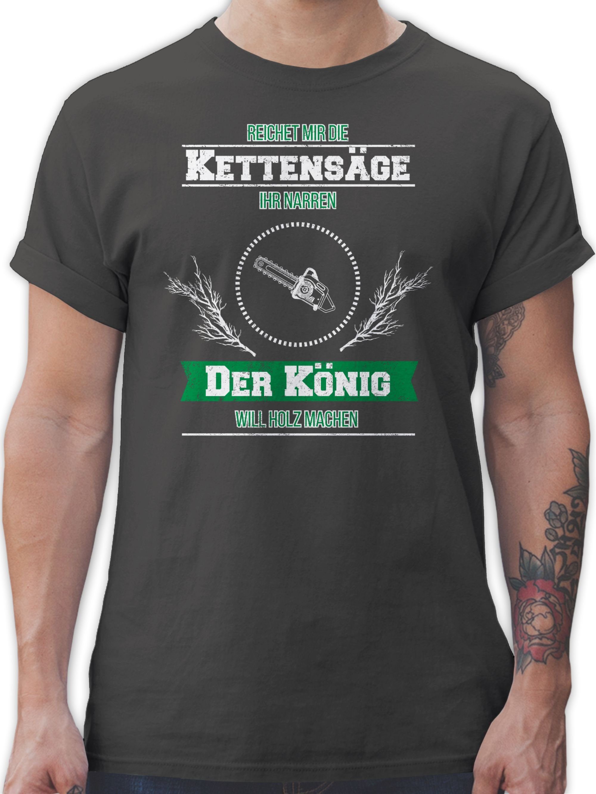 Shirtracer T-Shirt Reichet mir die Kettensäge Sprüche Statement 02 Dunkelgrau