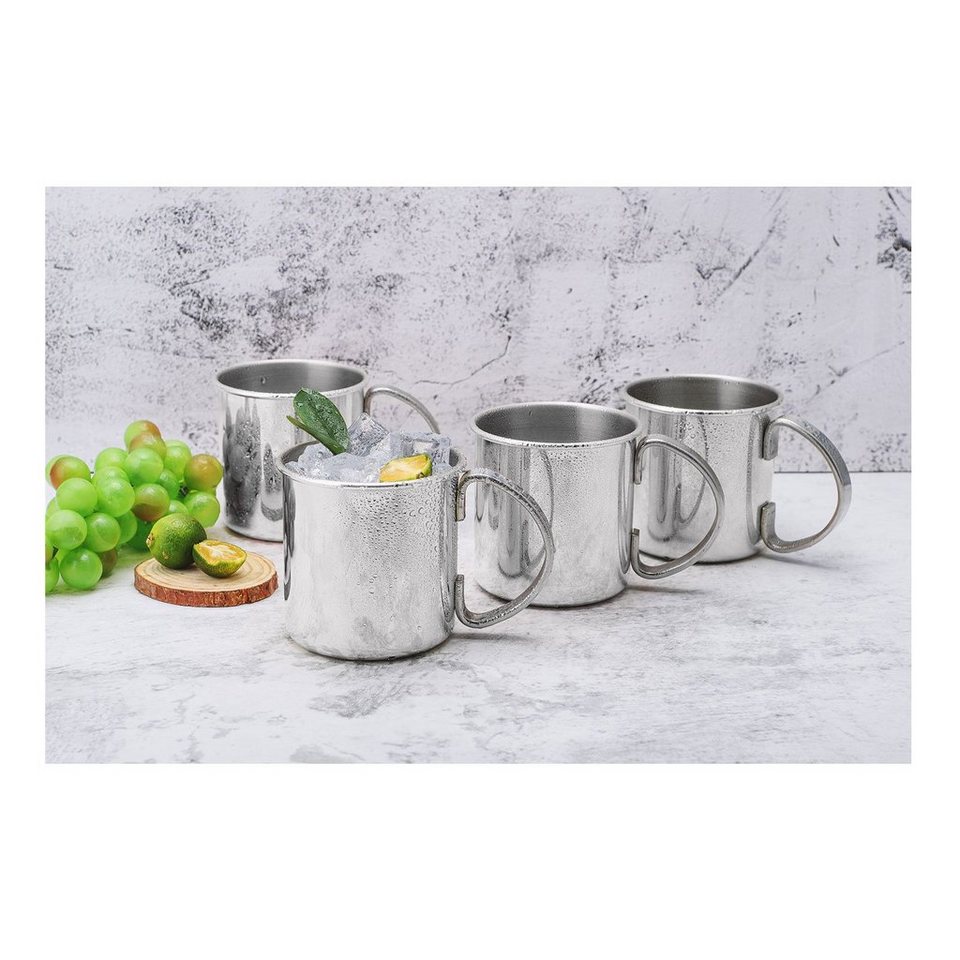 ECHTWERK Cocktailglas Kupferbecher-Set, Cocktailgläser, Edelstahl, Bruchsichere  Edelstahl-Gläser, Cocktail-Set, Geschenkset, Silber 0,48l