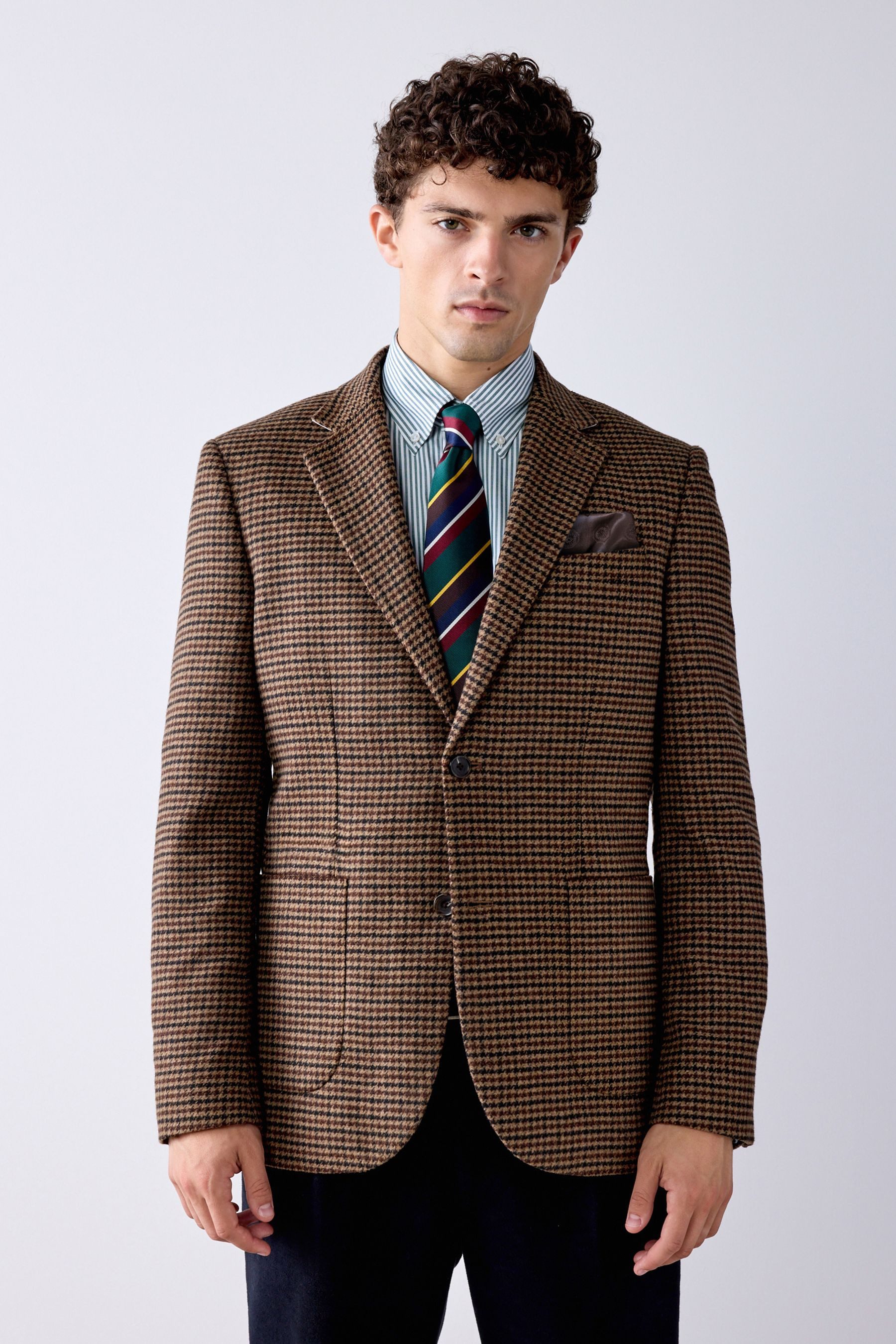 Next Jackenblazer Slim Fit Sakko mit Hahnentritt-Karomuster (1-tlg)