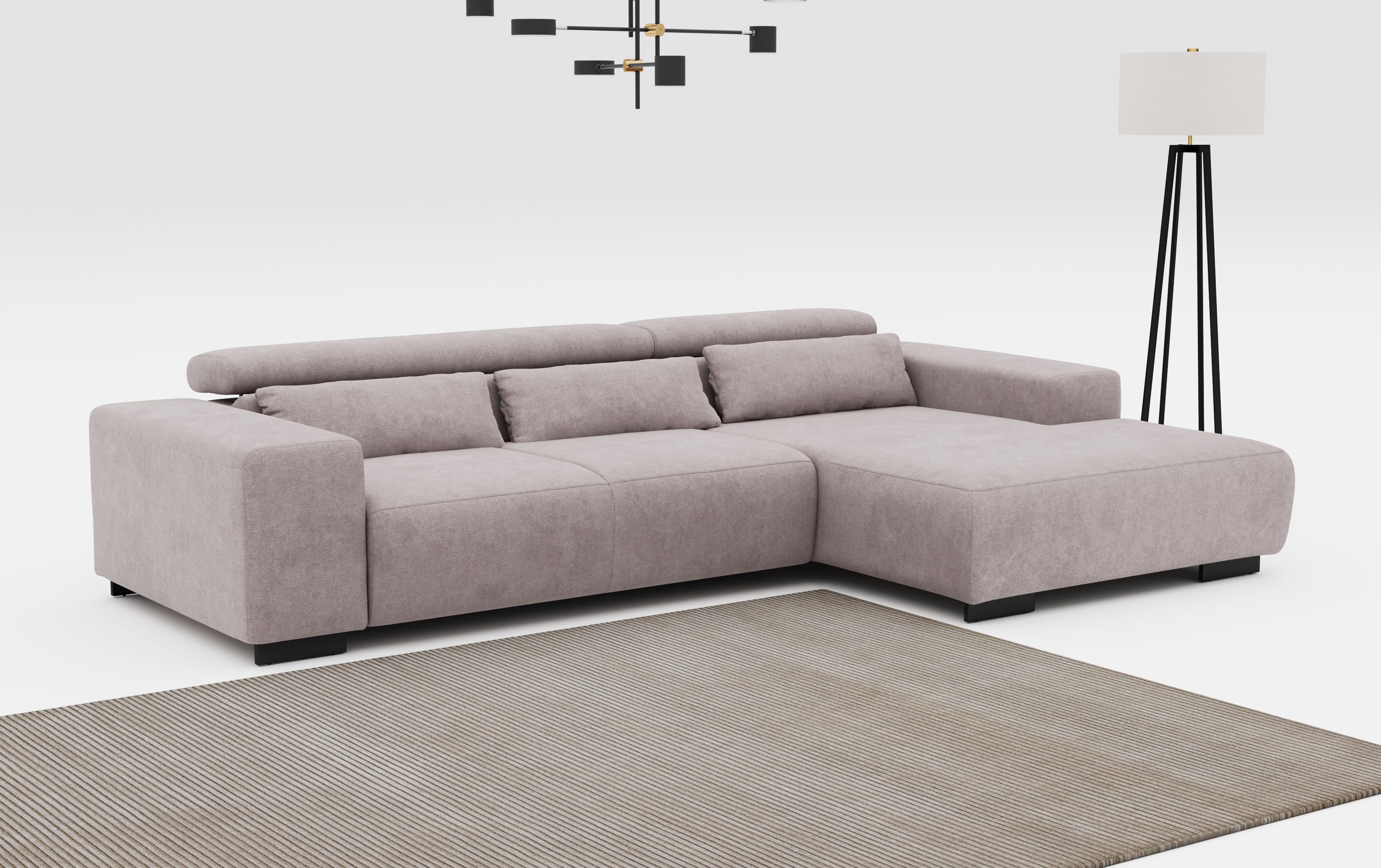 COTTA Ecksofa "Side L-Form, mit Kopfteilverstellung & 3 Nierenkissen" optio günstig online kaufen