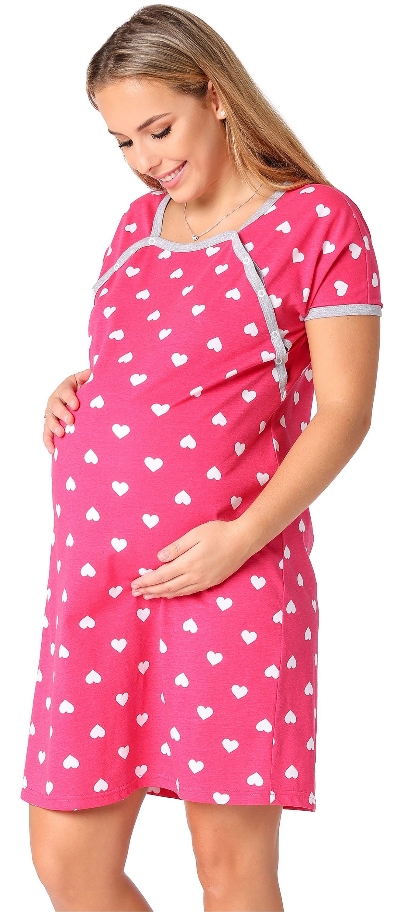 Be Mammy Umstandsnachthemd Damen Nachtkleid Umstandsmode Umstandsnachthemd Mutterschaft BE20-287 (1-tlg)