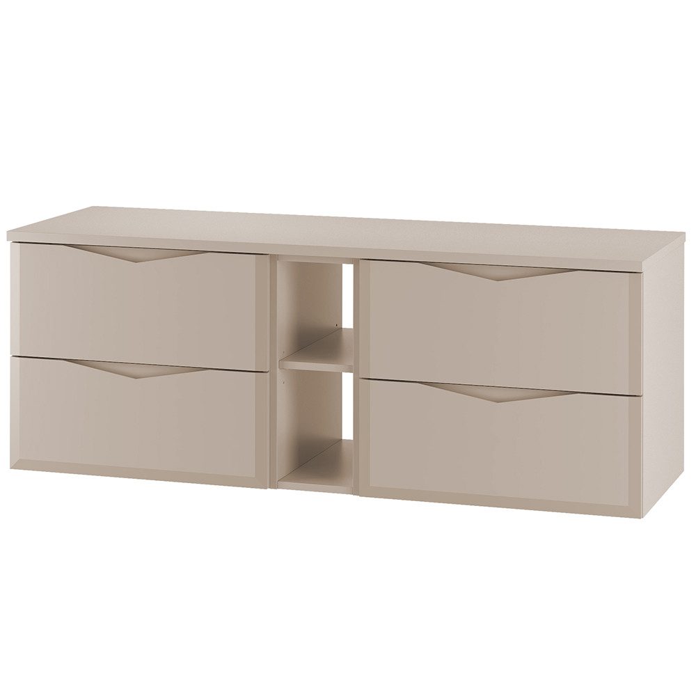 Lomadox Waschbeckenschrank DORIDA-140 Waschtischunterschrank Badezimmerschrank 140 cm breit modern kaschmir