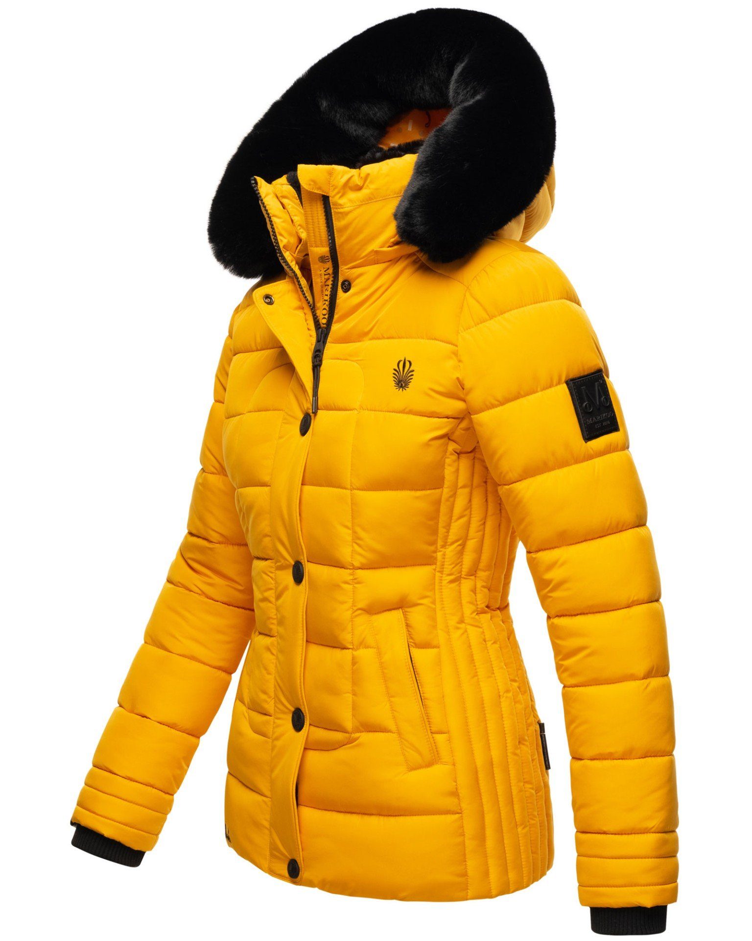 Navahoo Outdoorjacke Marikoo Qseraa Winter Steppjacke mit Kapuze – Taillierte Jacke mit Warme Steppjacke mit abnehmbarer Kapuze und Kunstfell