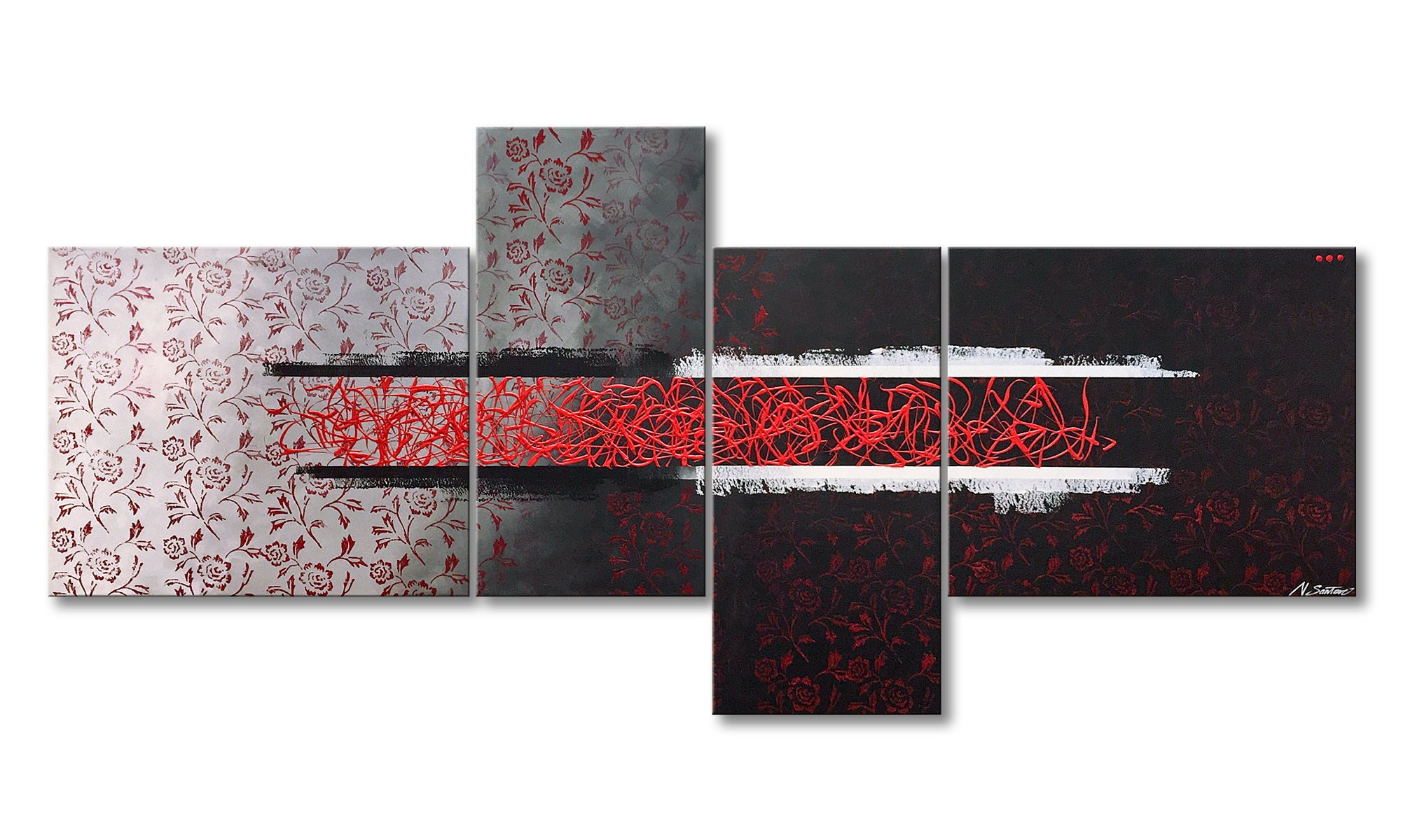 WandbilderXXL XXL-Wandbild Garden Of Roses 220 x 100 cm, Abstraktes Gemälde, handgemaltes Unikat