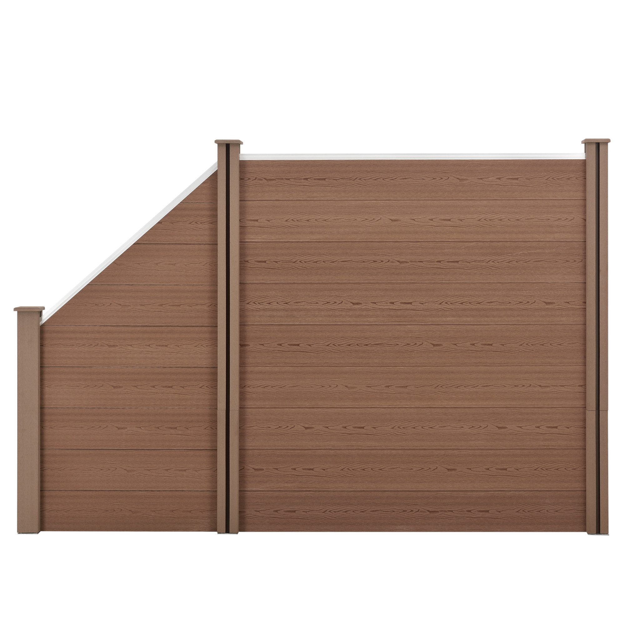 neu.holz Gartenzaun, (mit Pfosten), »Utrera« Lamellenzaun mit Schräge WPC Sichtschutz 183x277cm Braun