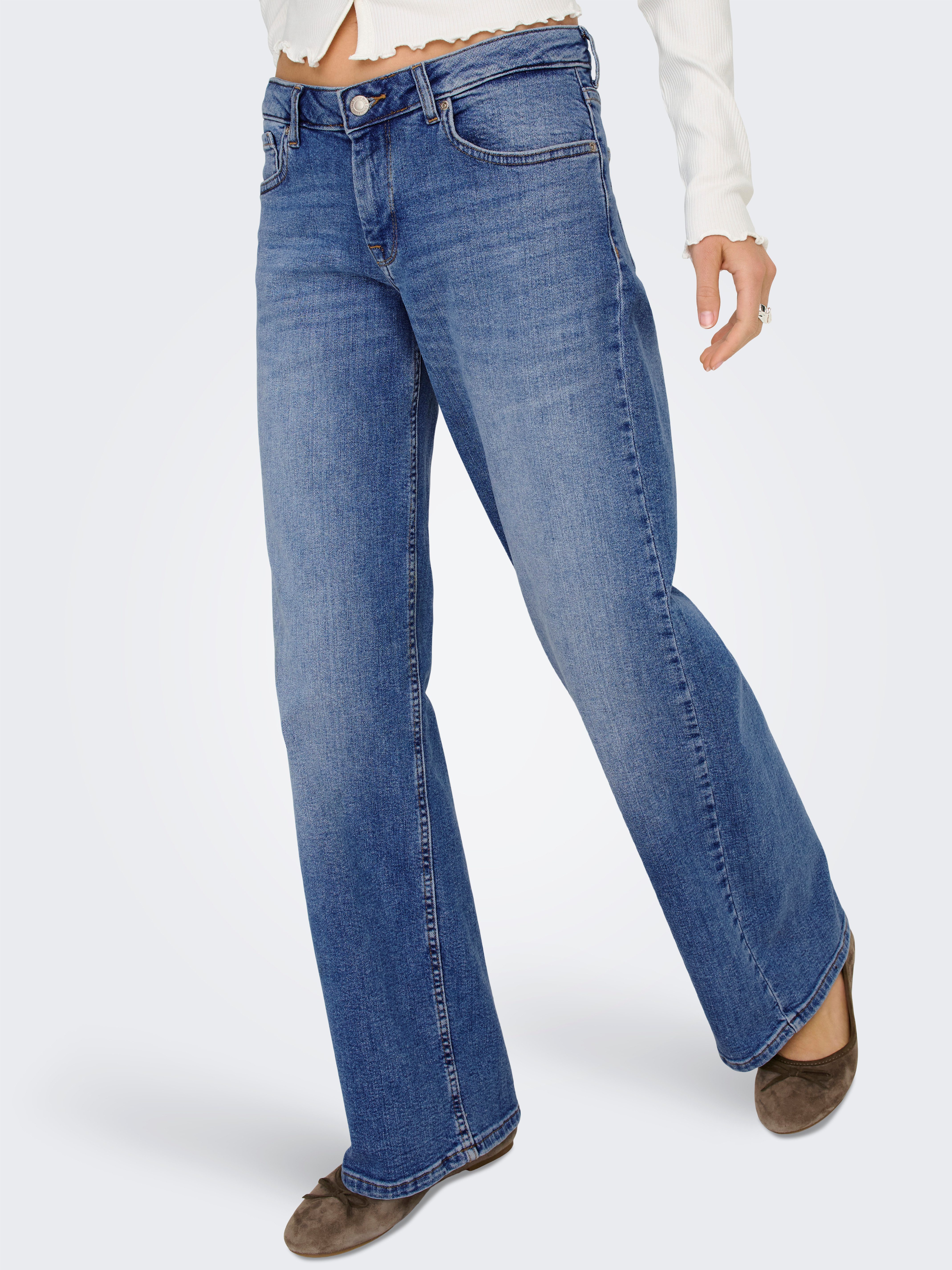 ONLY Weite Jeans ONLJUDY-O LW WIDE LEG DNM TAI712 NOOS niedrige Leibhöhe, weite Beinform
