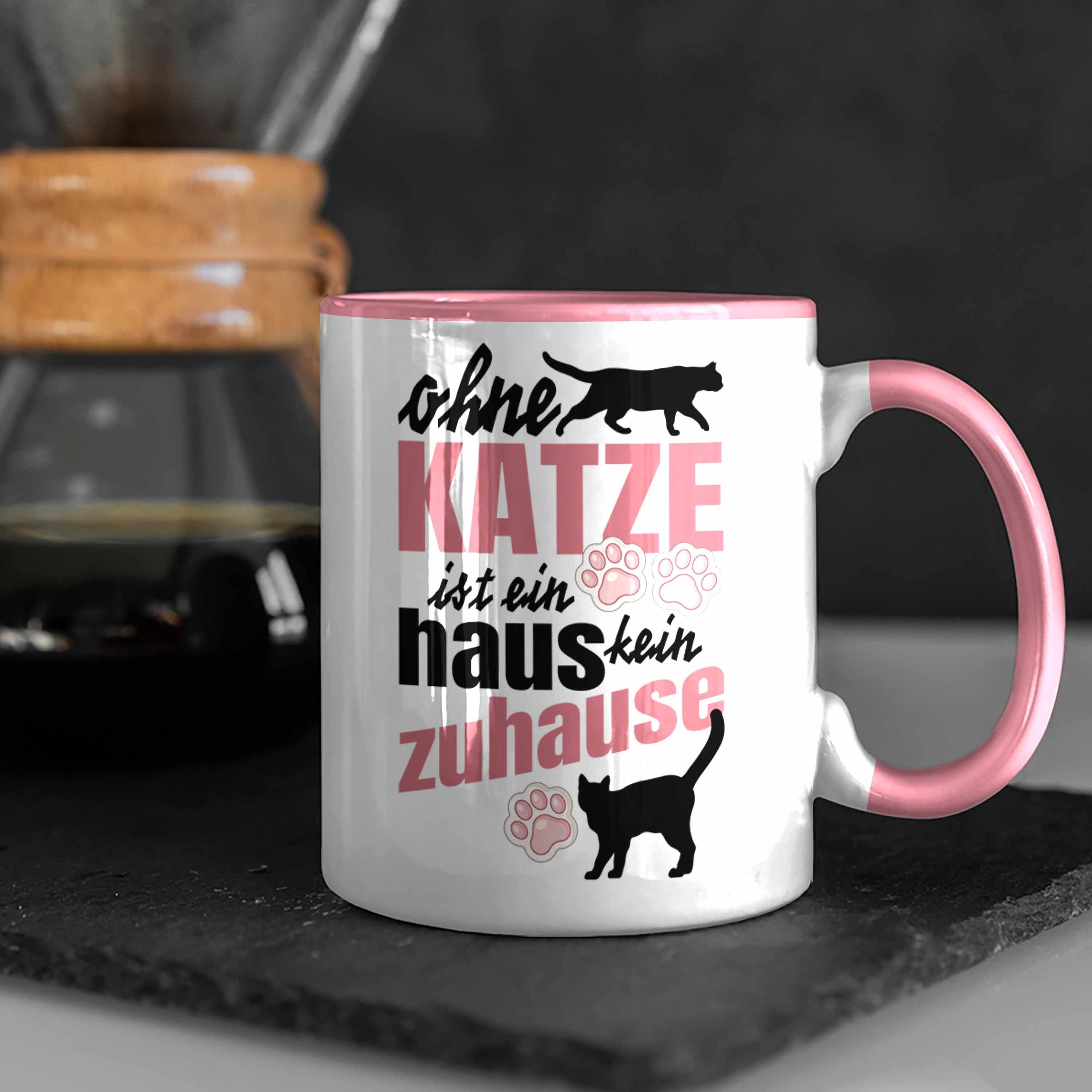 Trendation Geschenkidee Katzen Trendation Tasse Tassen Katzenmama Kater Tasse Spruch Lustige Geschenk mit Katzenbesitzer Rosa - Katze