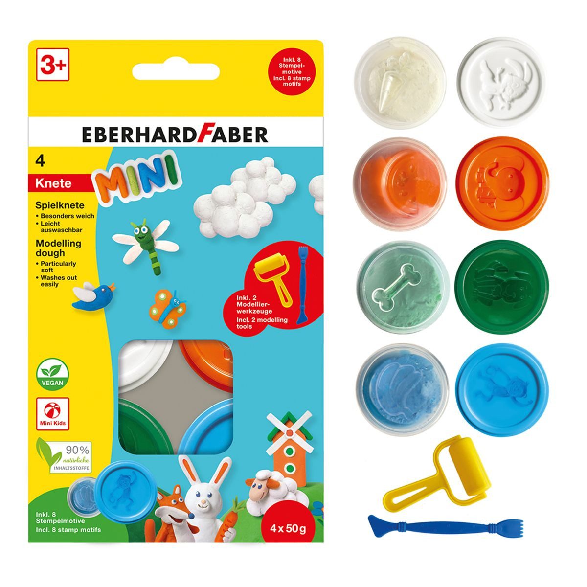 Eberhard Faber Knete Eberhard Faber Spielknete Mini 4x 50g Sonderfarben Kartonetui