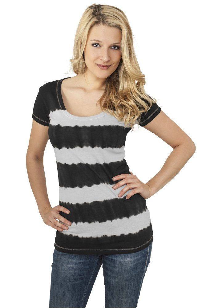 URBAN CLASSICS T-Shirt Damen Ladies Dip Dye Stripe Tee (1-tlg) TB596 blk/wht Dip Dye Stripe