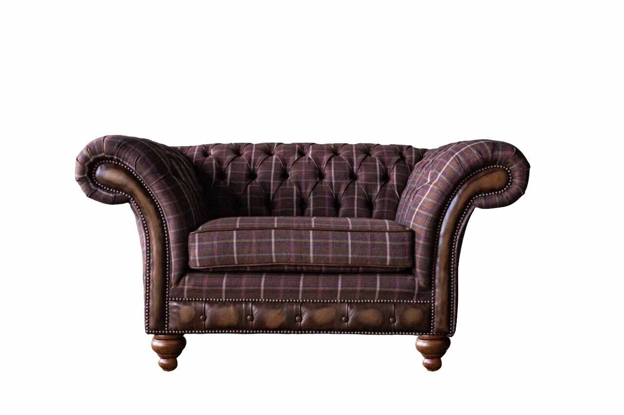 Sessel, Stoff Sitzer Sitz JVmoebel Textil Couch Brauner Europe Sessel Made 1 Chesterfield Polster in