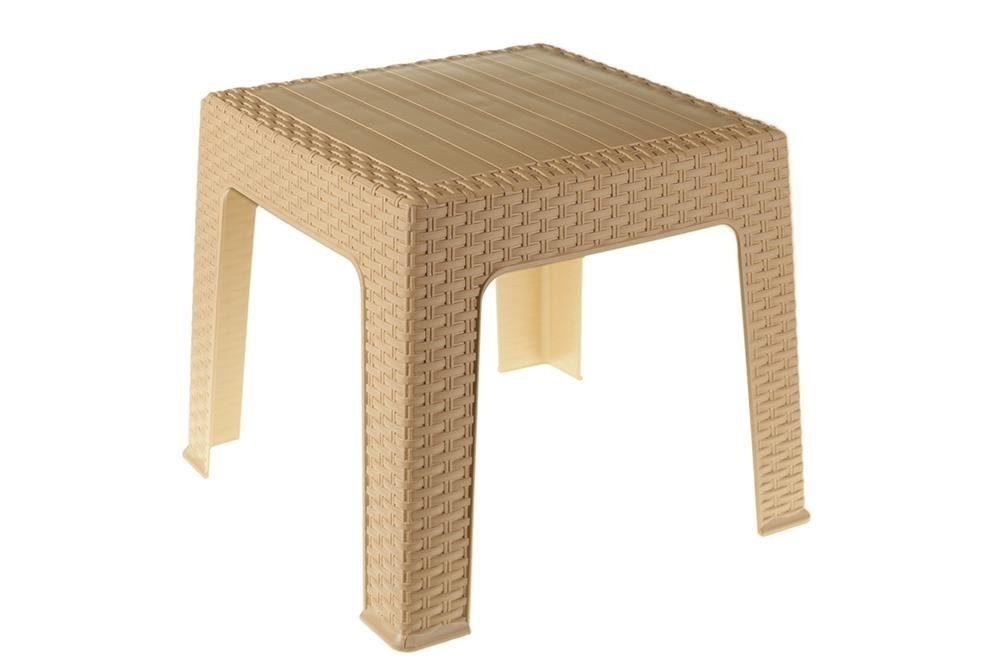 Dekonaz Couchtisch Beistelltisch Gartentisch Balkon Polyrattan Braun/Beige (1-St., 1 Tisch)