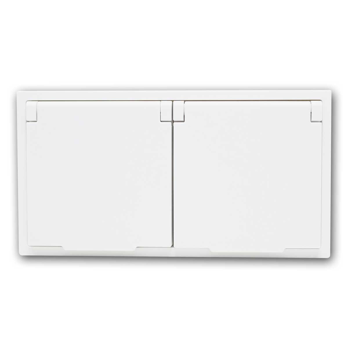 McPower Unterputz-Steckdose SHALLOW 2-fach Steckdose IP44 weiß 250V/16A Rahmen