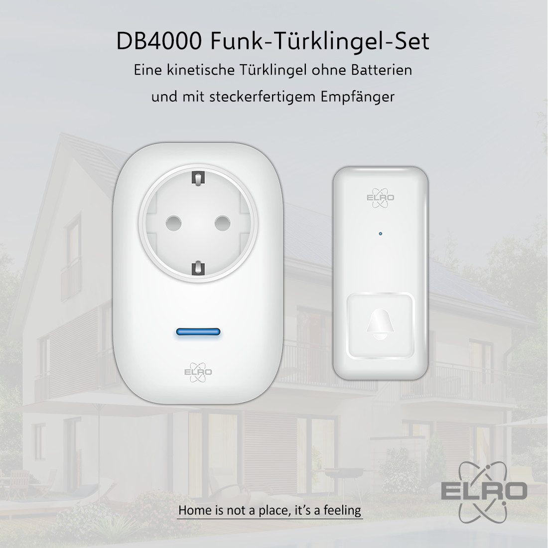 Elro Türklingel-Set DB4000PL, 1 Empfänger, 64 Klingeltöne, (2-tlg), drahtloses Türklingel-Set 1 Taster + 1 Empfänger für die Steckdose