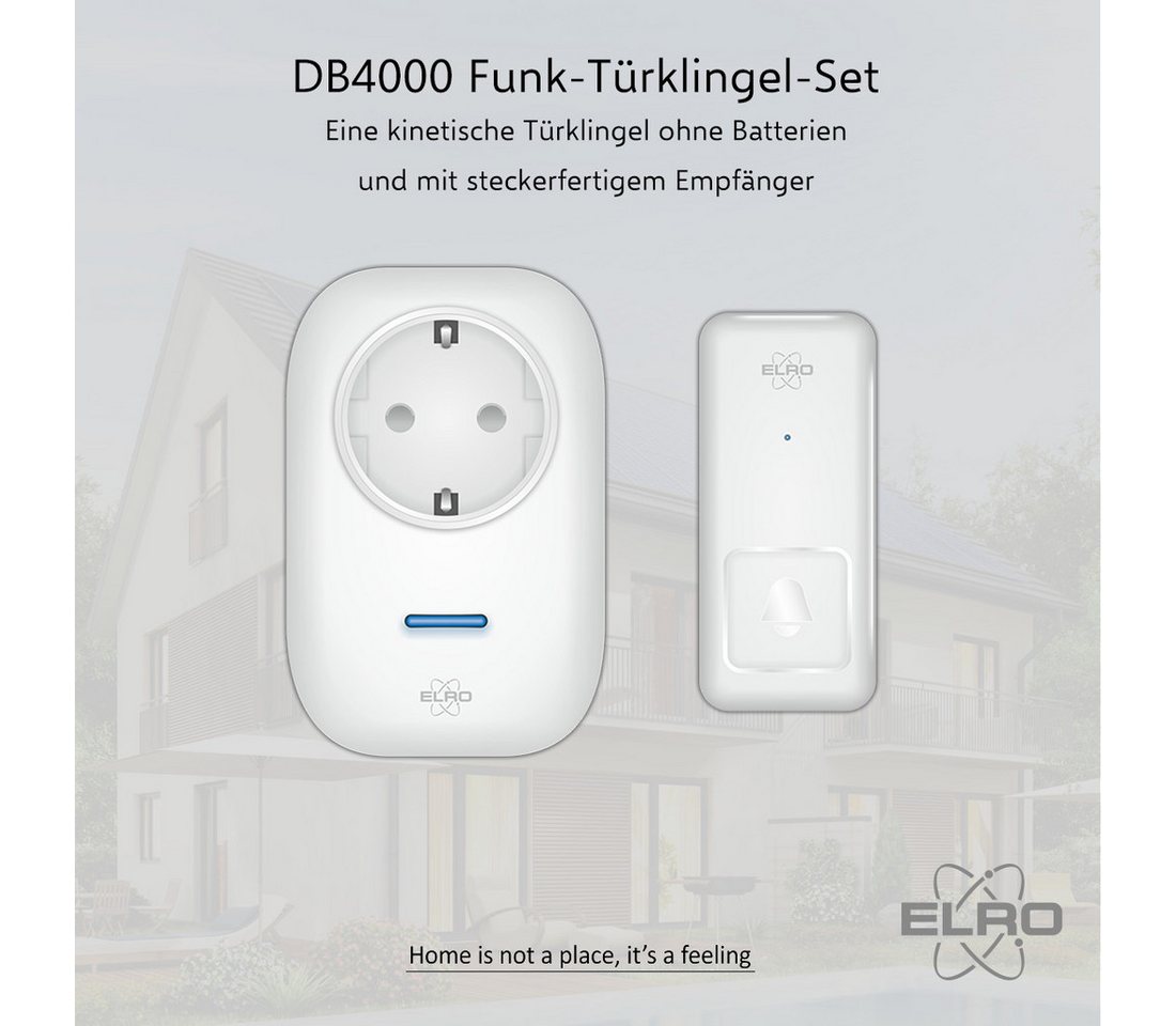 Thumbnail - Elro Türklingel-Set DB4000PL, 1 Empfänger, 64 Klingeltöne, (2-tlg), drahtloses Türklingel-Set 1 Taster + 1 Empfänger für...