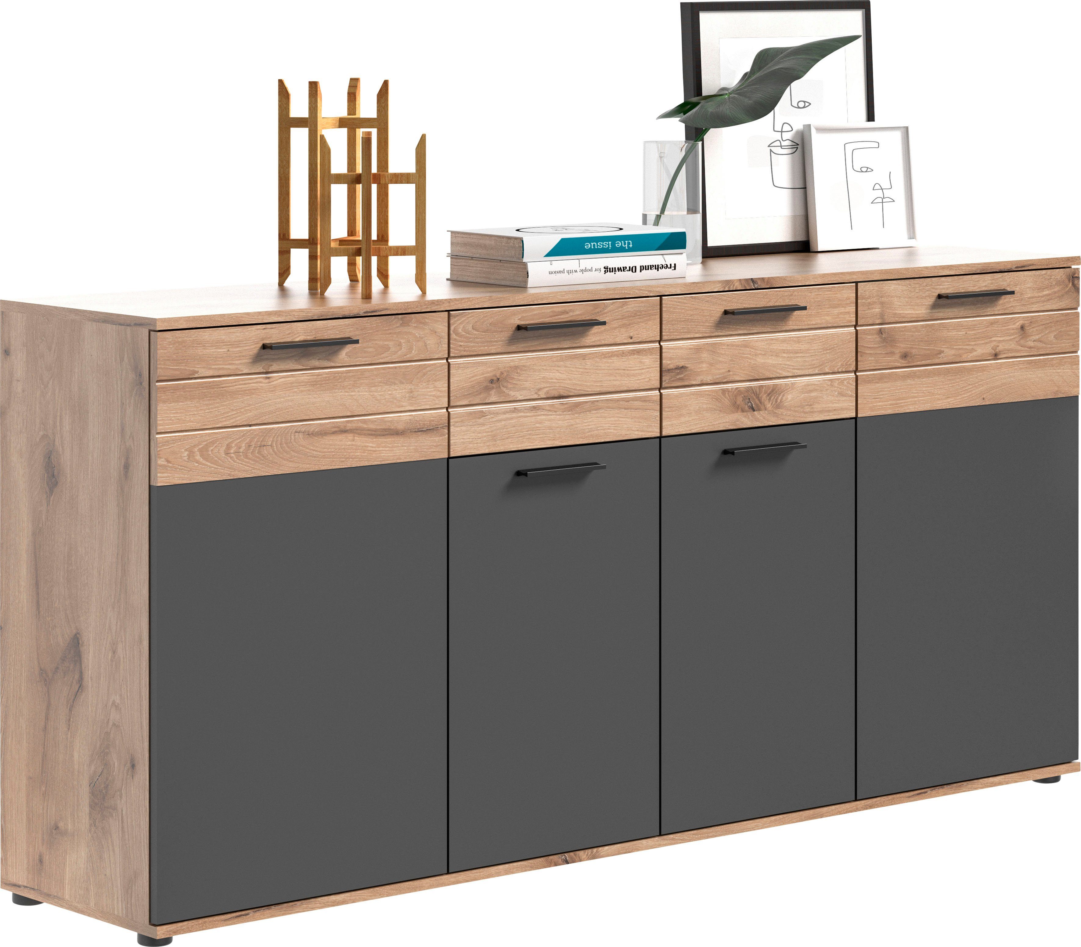 Home affaire Sideboard Riga, Breite 180cm, 4 Türen, 2 Schubkästen, 6 Einleg günstig online kaufen