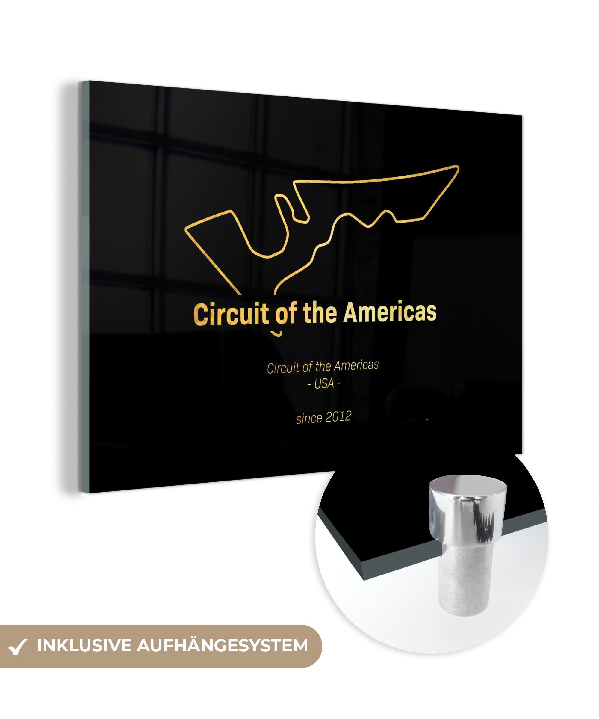 MuchoWow Acrylglasbild Vereinigte Staaten - F1 - Rennstrecke, (1 St), Glasbilder - Bilder auf Glas Wandbild - Foto auf Glas - Wanddekoration